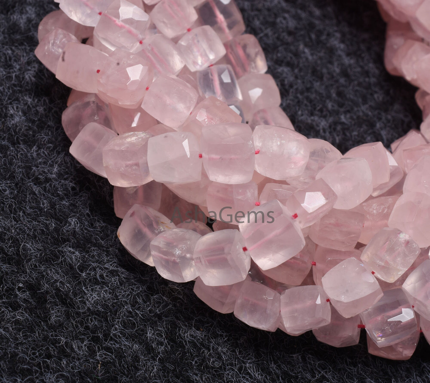 Natural Pink Rose Quartz Faceted Box Shape Beads,8" Strand Rose Quartz Cube beads, Pink Gemstone 3D Cube Box Beads For Jewelry Making Crafts