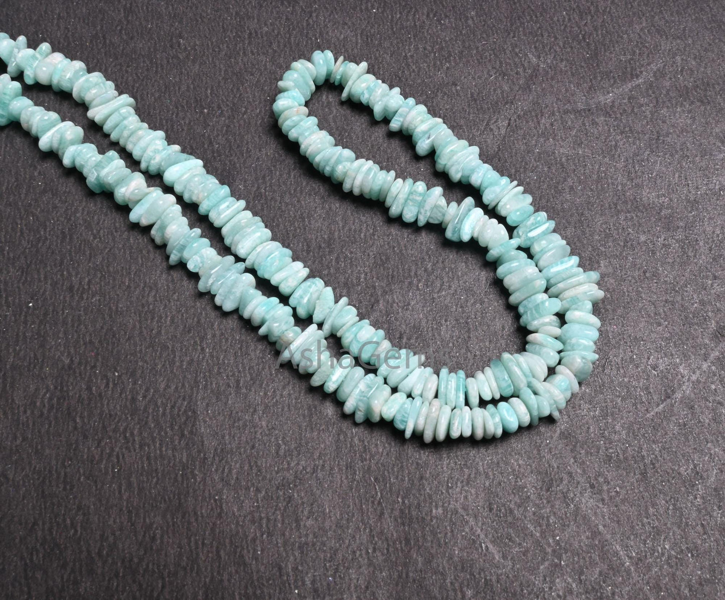 Natural Blue Amazonite Uncut Chip Beads Strand, Amazonite Smooth Raw Rough Flat Slice Gemstone Beads For Jewelry & Crafts (AG 22373)