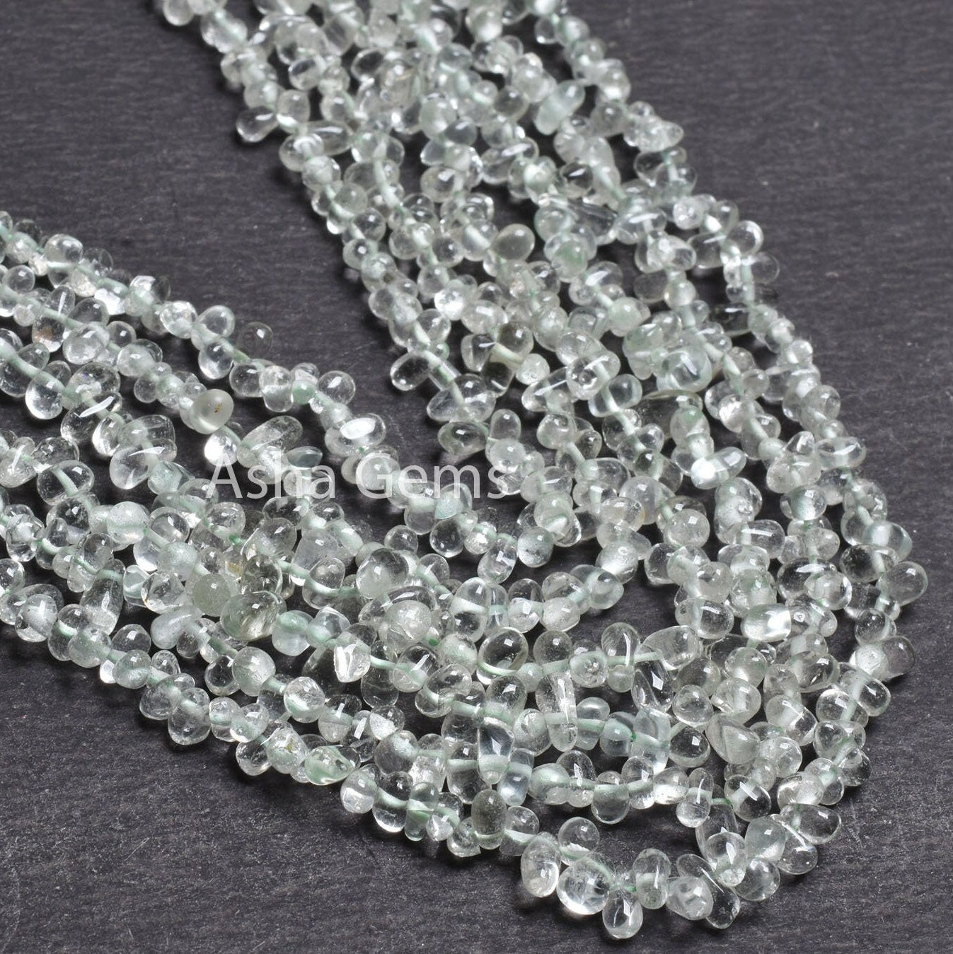 Fine Green Amethyst Smooth Drops Shape Beads,13" Natural Green Amethyst Tiny Teardrop Beads Briolette Amethyst Side Drill Drop Handmade SALE