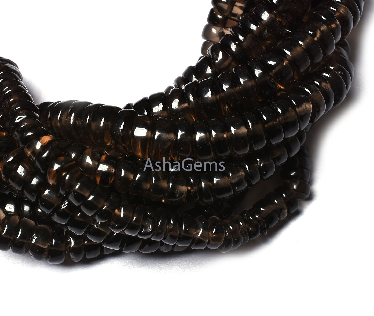 18" Strand Amazing Smoky Quartz Heishi Tyre Shape Smooth Gemstone Beads, Smoky Plain Beads,Handmade Loose Beads Smoky Quartz Jewelry Crafts