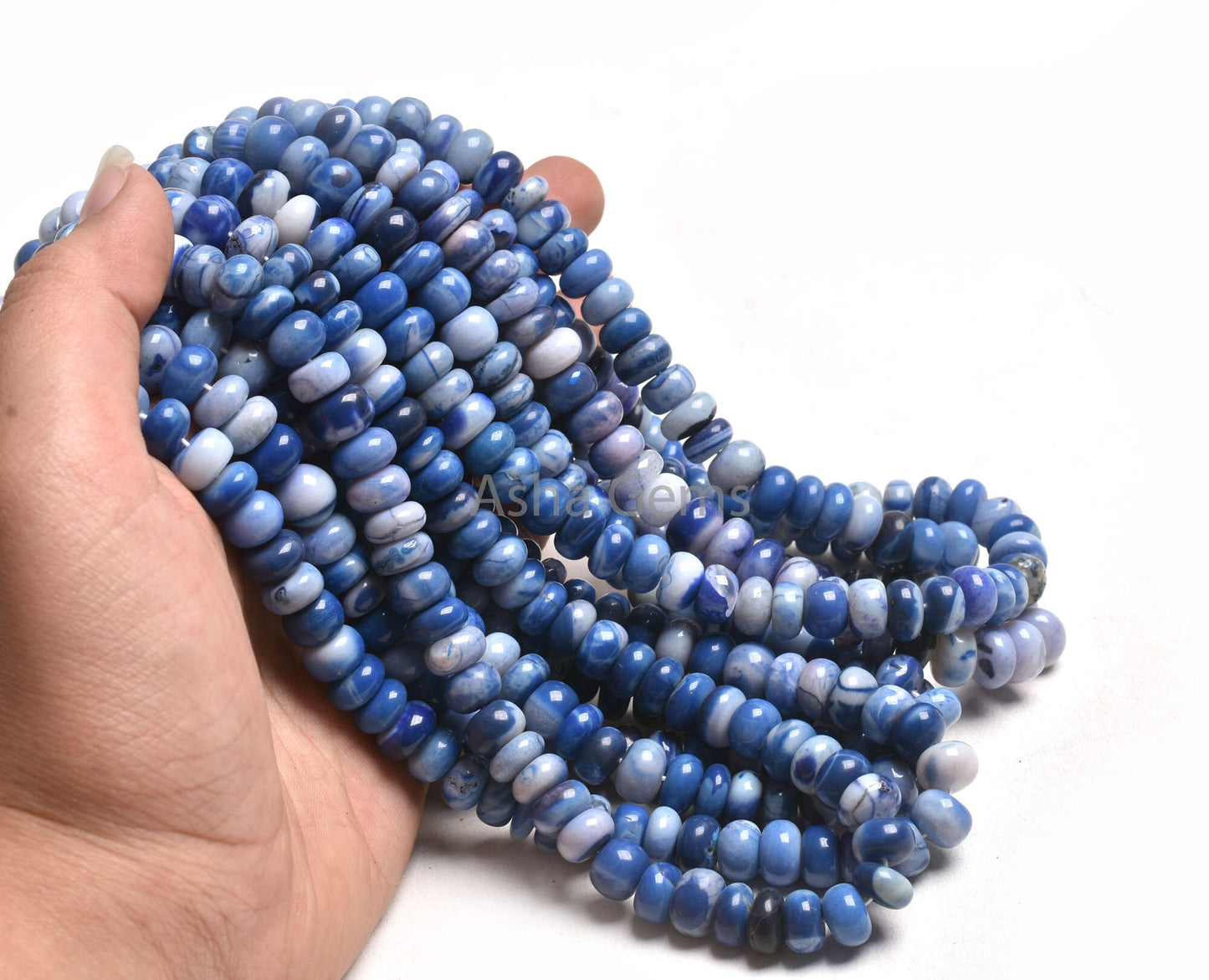 Beautiful Indigo Blue Opal Smooth Rondelle Beads,16" Strand Shaded Blue Opal Plain Handmade Gemstone Beads, Fine Opal Beads Jewelry Makings