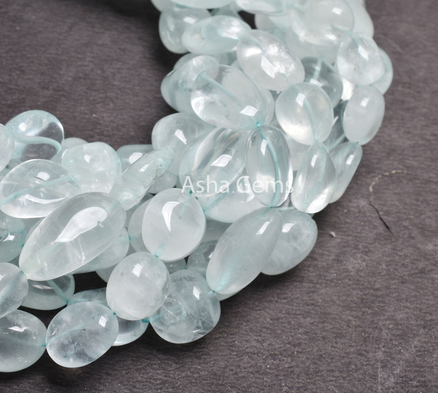 13" Strand Blue Aquamarine Smooth Handmade Nugget Gemstone Beads, Natural Aquamarine Uneven Tumble Straight Drill Loose Beads Jewelry Crafts (22245)