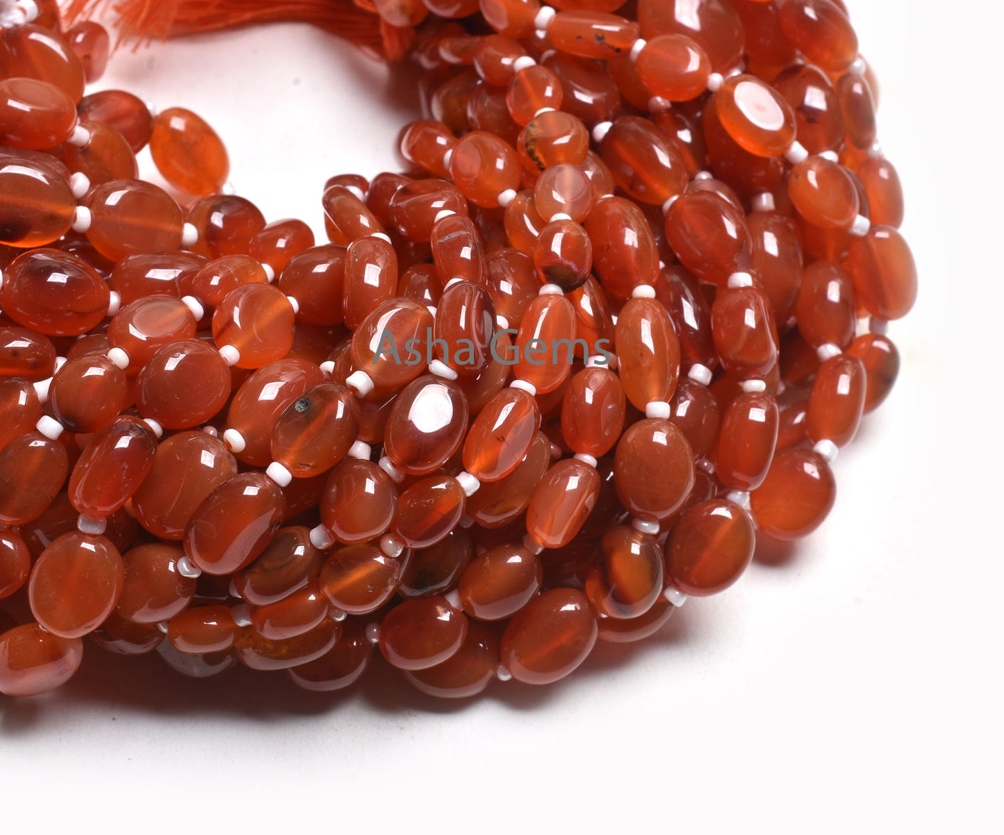 Natural Carnelian Oval Shape smooth Gemstone Beads,10" Strand Red Carnelian Handmade Uneven Oval Straight Drill Beads Jewelry Making Crafts