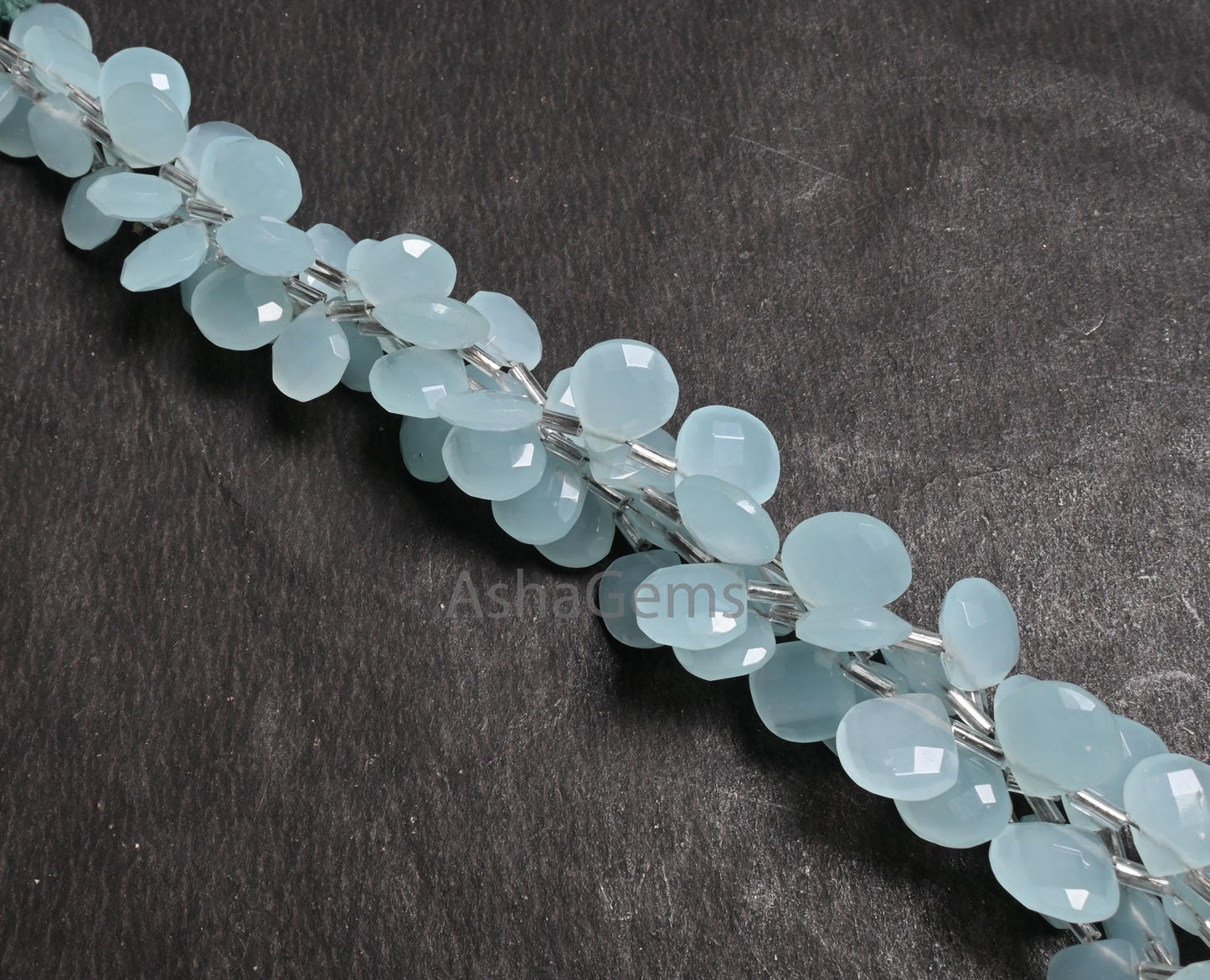 AAA Quality Aqua Chalcedony Color Hydro faceted Heart Beads,8" Aqua Blue Hydro Heart Briolette Checker Cut Beads For Jewelry Handicraft SALE