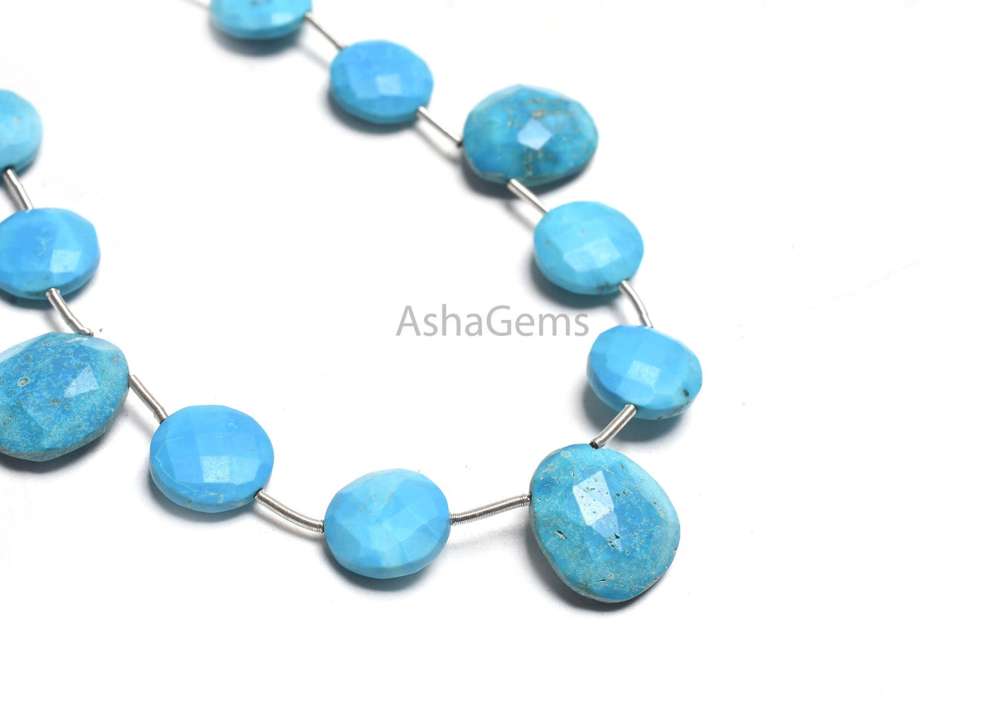 Fine Turquoise Howlite Faceted Coin+ Heart Shape Faceted Beads,8" Blue Turquoise Fancy Shape Gemstone Beads, Howlite Turquoise Beads Jewelry