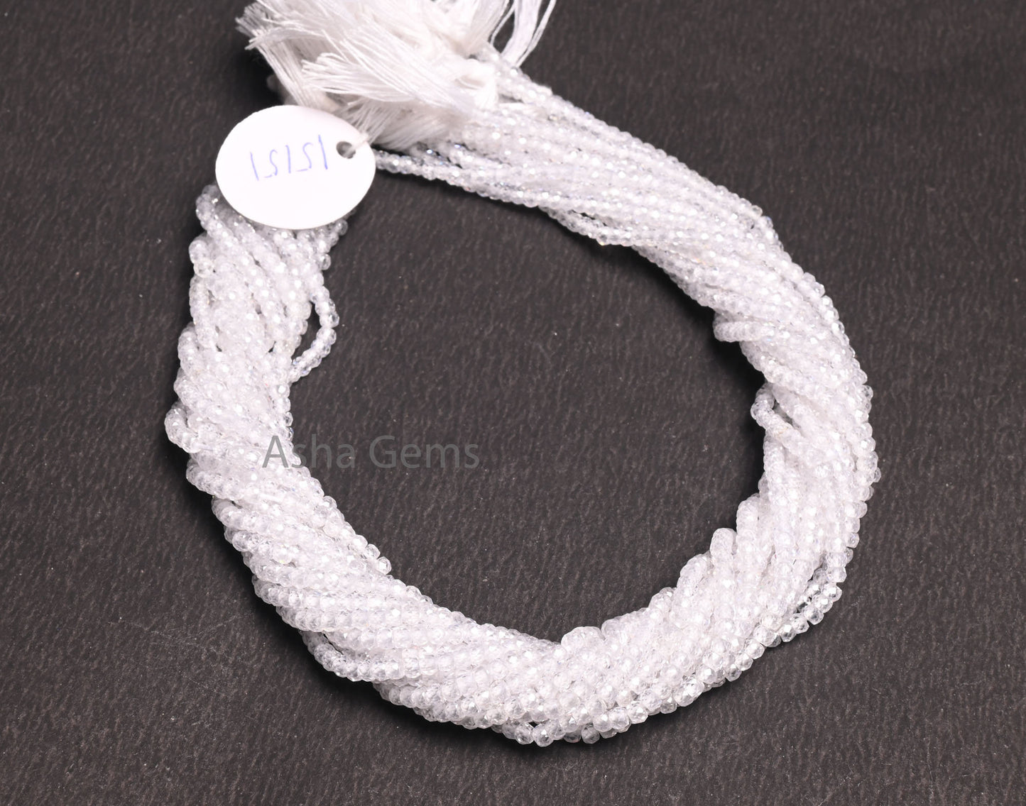 Beautiful White Zircon Faceted Rondelle Beads, 13" Strand, Cubic Zircon Micro Cut Beads, 3 mm, Clear White Zircon Machine Cut Beads, Jewelry