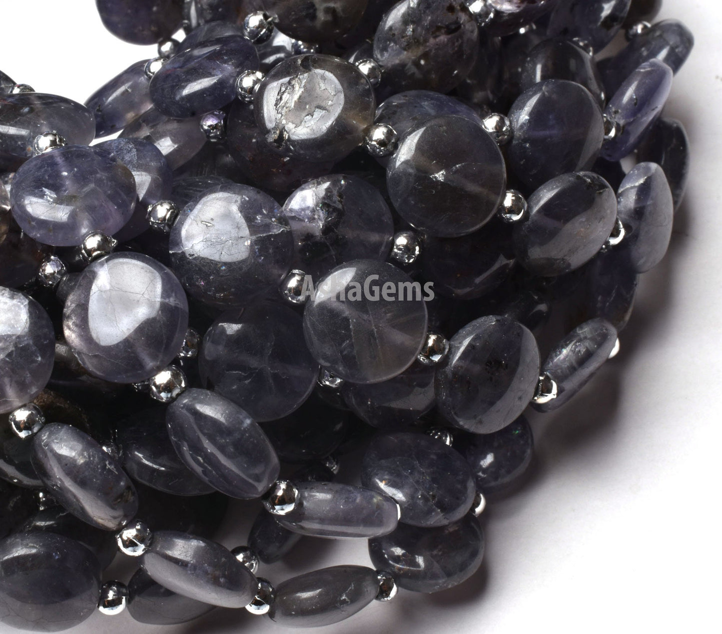 11mm Natural Iolite Gemstone Beads, Blue Iolite Smooth Coin Shape Gemstone Beads, Blue Iolite Plain Handmade Beads, For Jewelry Craft Sale