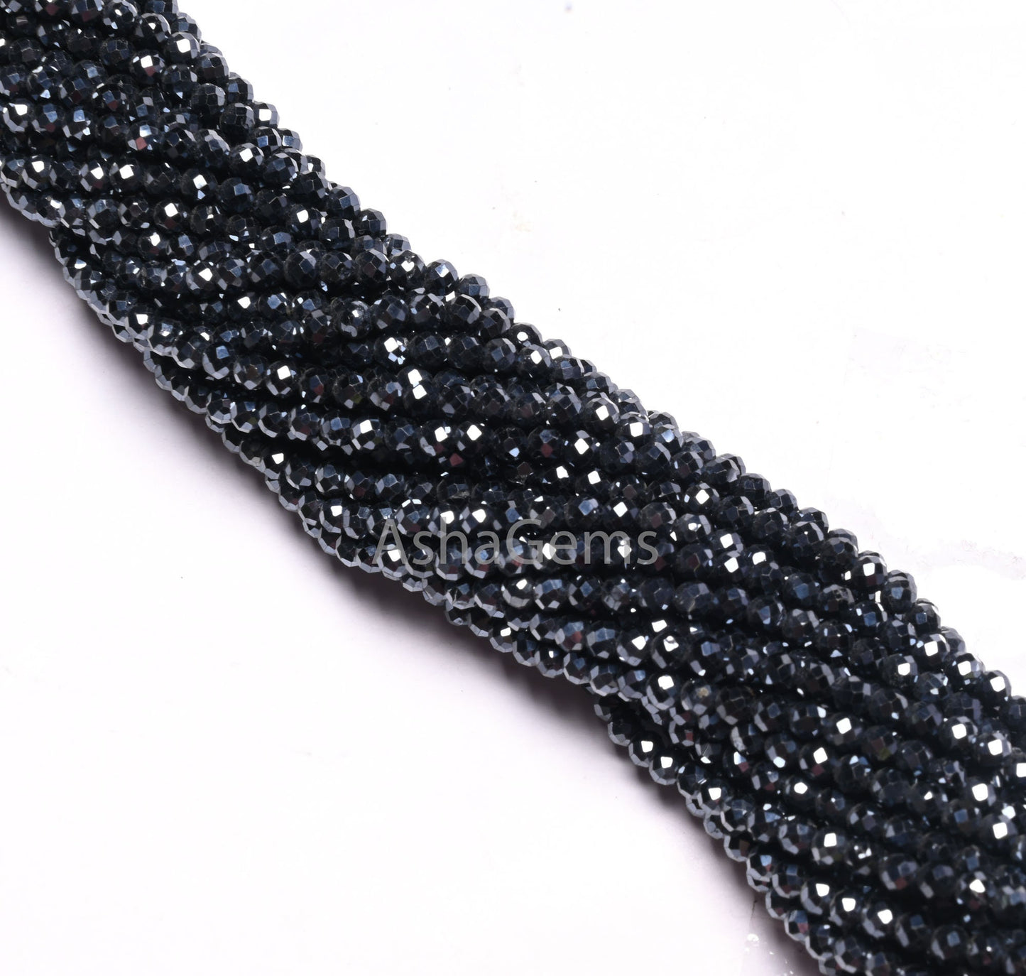 AAA Natural Spinel Silver Coated machine Cut Faceted Rondelle Gemstone Beads,3 mm Coated Black Spinel Micro Cut Bead Jewelry making Crafts