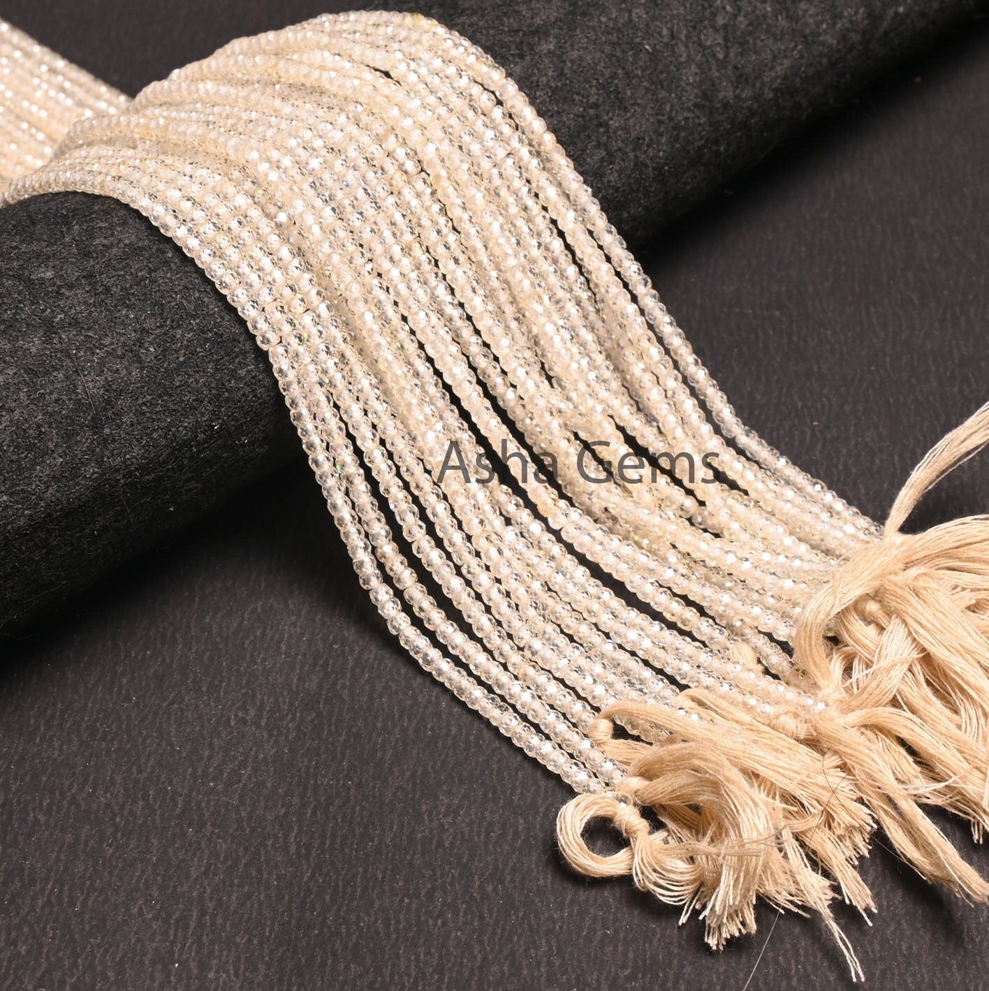 Beautiful Milky Cream White Zircon Micro Cut Faceted Rondelle Beads,3 mm Ivory White Cubic Zircon Machine Cut Beads Zircon Bead Jewelry SALE