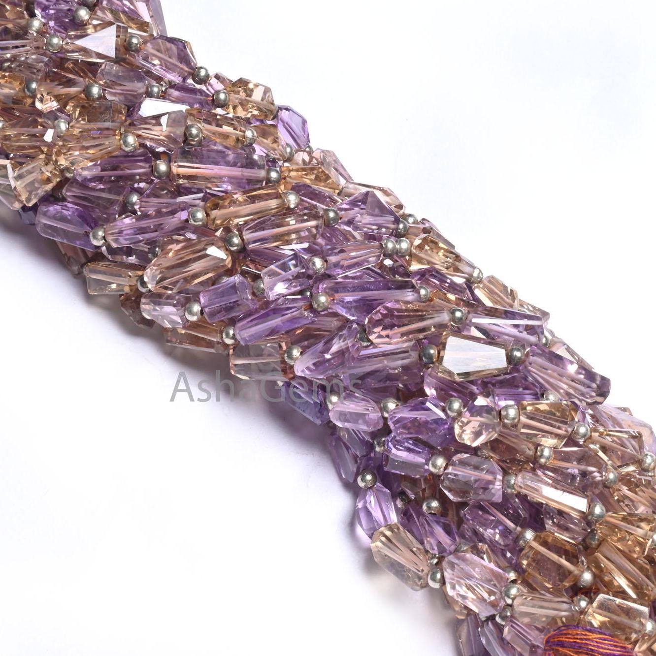 Fine Quality Ametrine faceted Nugget Shape Gemstone Beads,10" Natural Purple Yellow Ametrine Handmade Tumble Indian Cut Ametryn Bead Jewelry