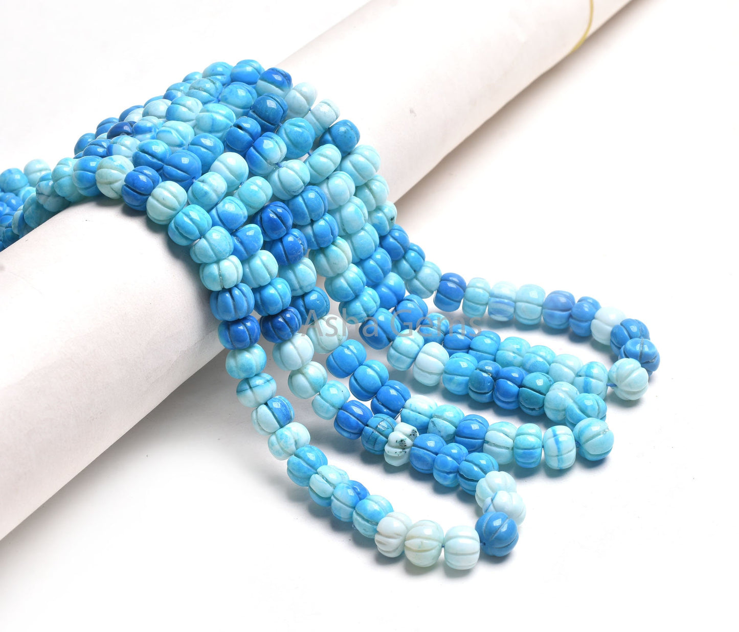 AAA Beautiful Shaded Turquoise Blue opal Carving Watermelon Shape beads,16"Strand Opal Carved Gemstone Bead, Opal Melon Beads Jewelry Crafts