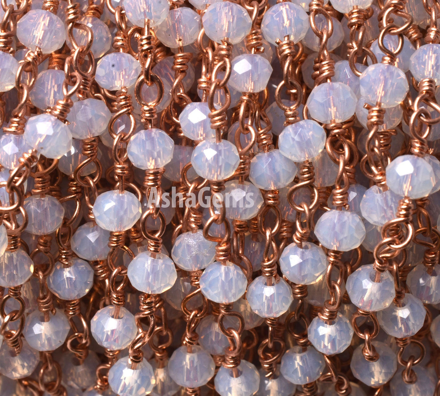 Beautiful Rainbow Moonstone Hydro Rondelle Beads Rosary Chain 3 mm, Rose gold Plated Copper Wire Wrap Micro Cut Beaded Chains Jewelry Making