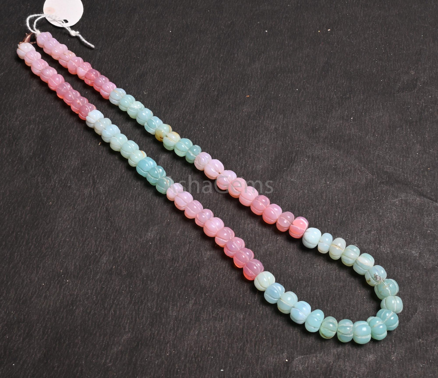 9 mm AAA Quality Peru Blue Pink Shaded Opal carving Watermelon Gemstone Beads Necklace,16" Multi Opal carved Pumpkin handmade Beads Jewelry