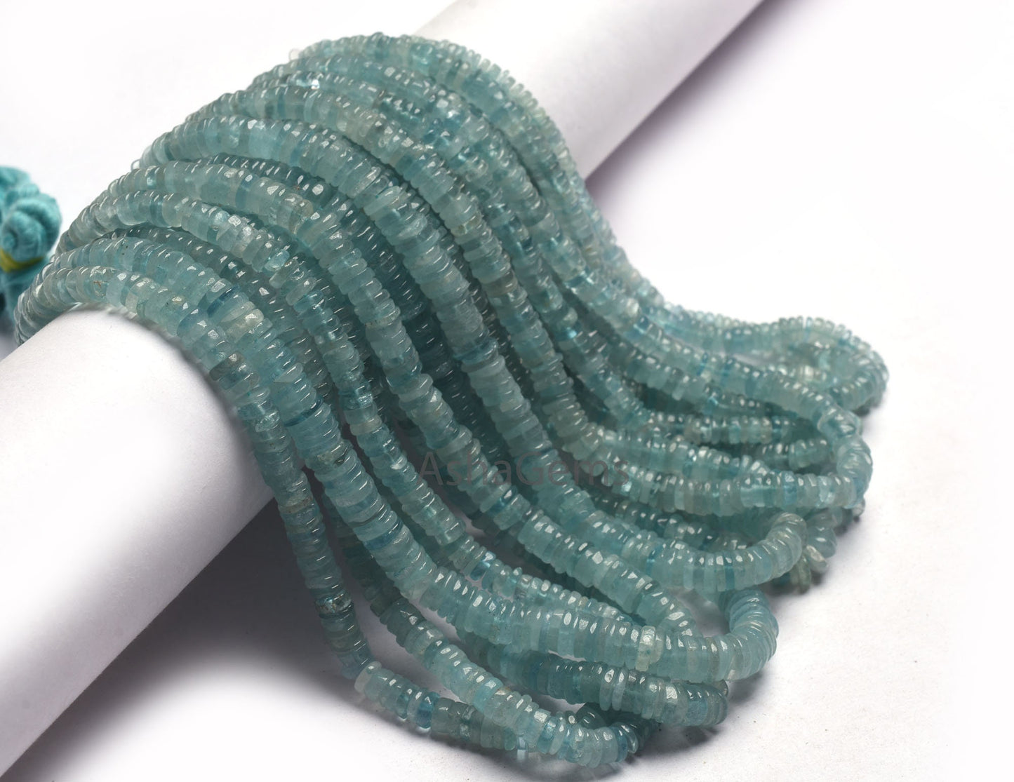 Beautiful Blue Aquamarine Tyre Shape Gemstone Beads, Natural aquamarine Beads, Aquamarine Smooth heishi Tyre Beads Handmade Wheel Beads SALE
