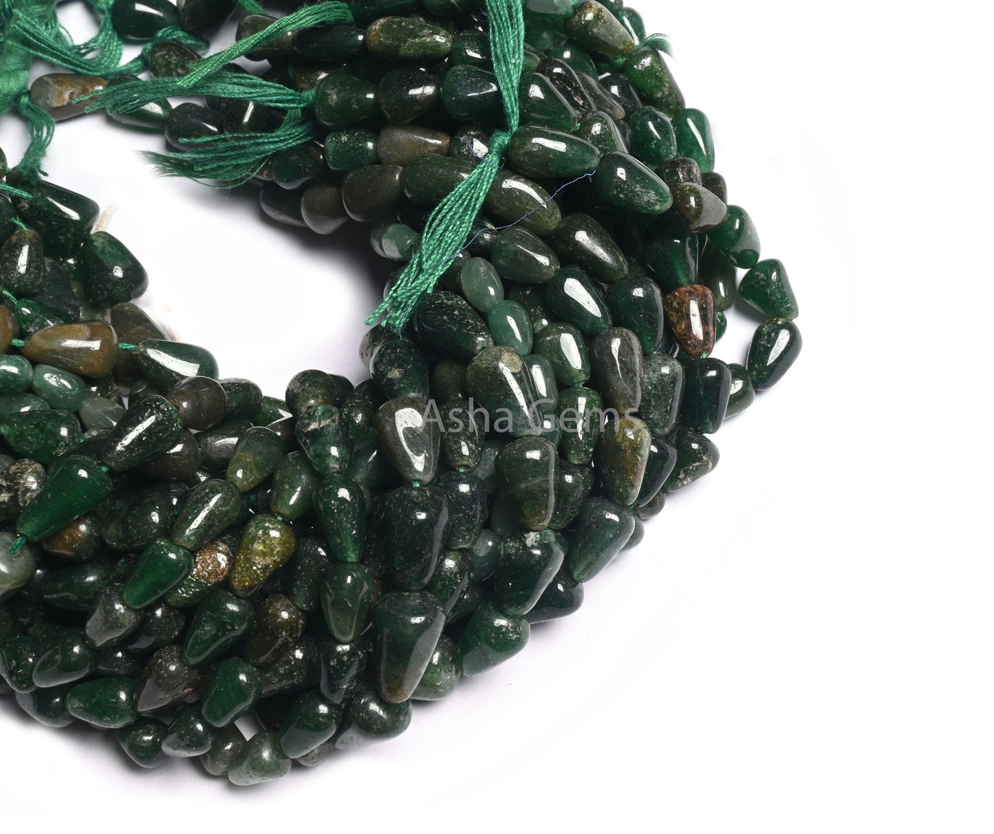 Natural Mica Margaj Smooth Drop Shape Gemstone Beads,12" Strand Dark Green Mica Plain Handmade Drops Straight Drill Beads Jewelry handicraft