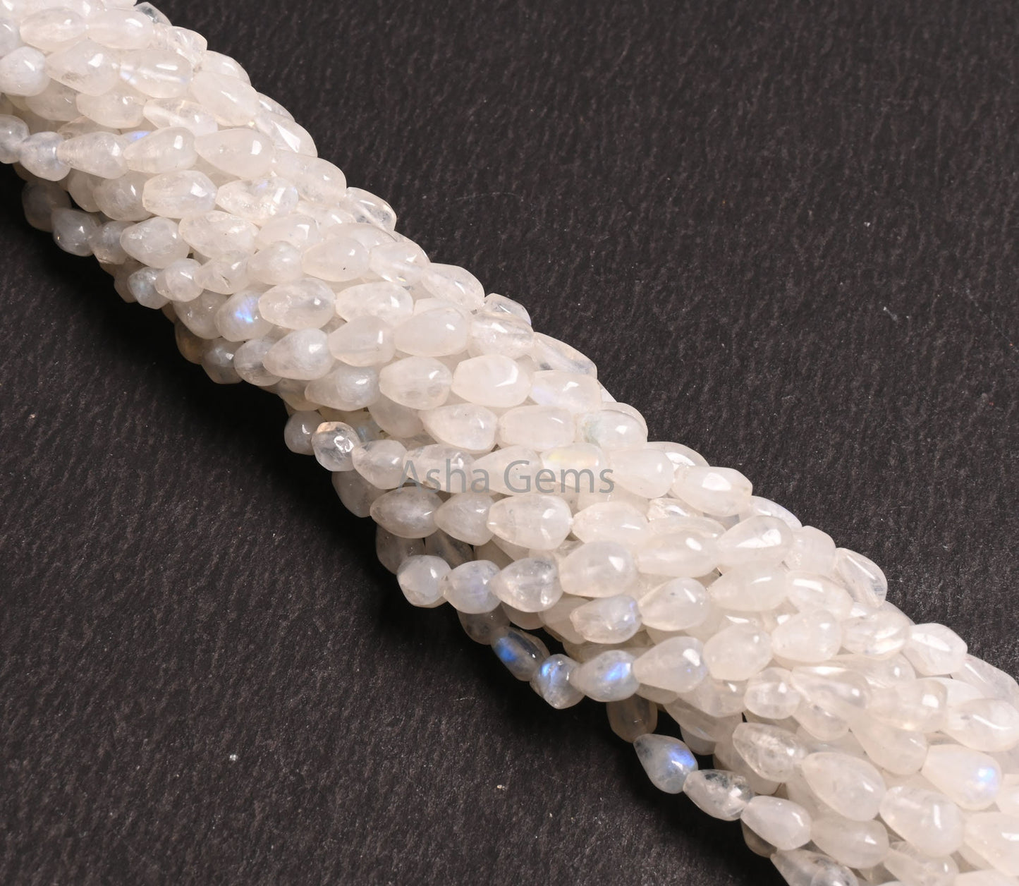 Beautiful Rainbow Moonstone Smooth Drops Shape Beads,13"Natural Blue Fire White rainbow Teardrop Straight Drill handmade Drop Gemstone Beads