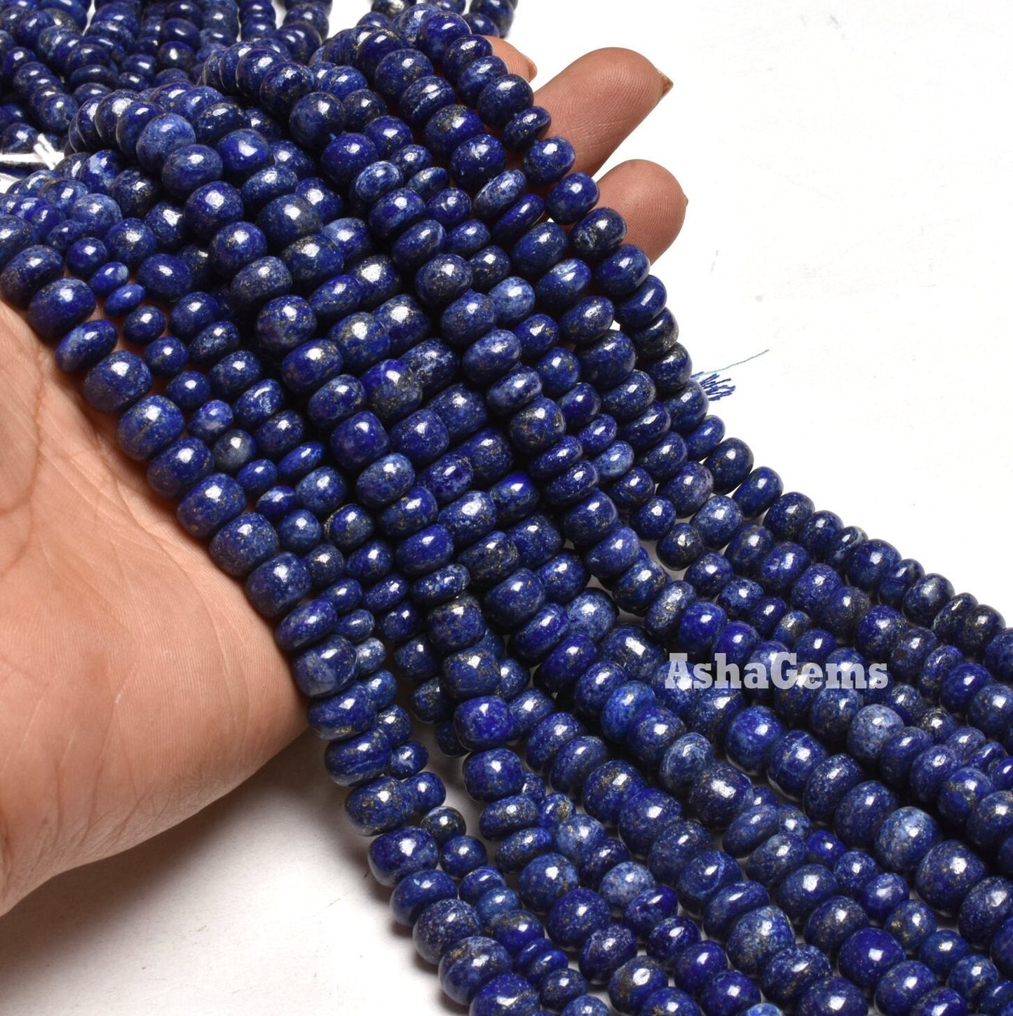 Beautiful Blue Lapis Smooth Rondelle Shape Beads,10" Strand Natural Blue Lapis Loose Gemstone Beads, Lapis Lazuli Bead jewelry Making Crafts
