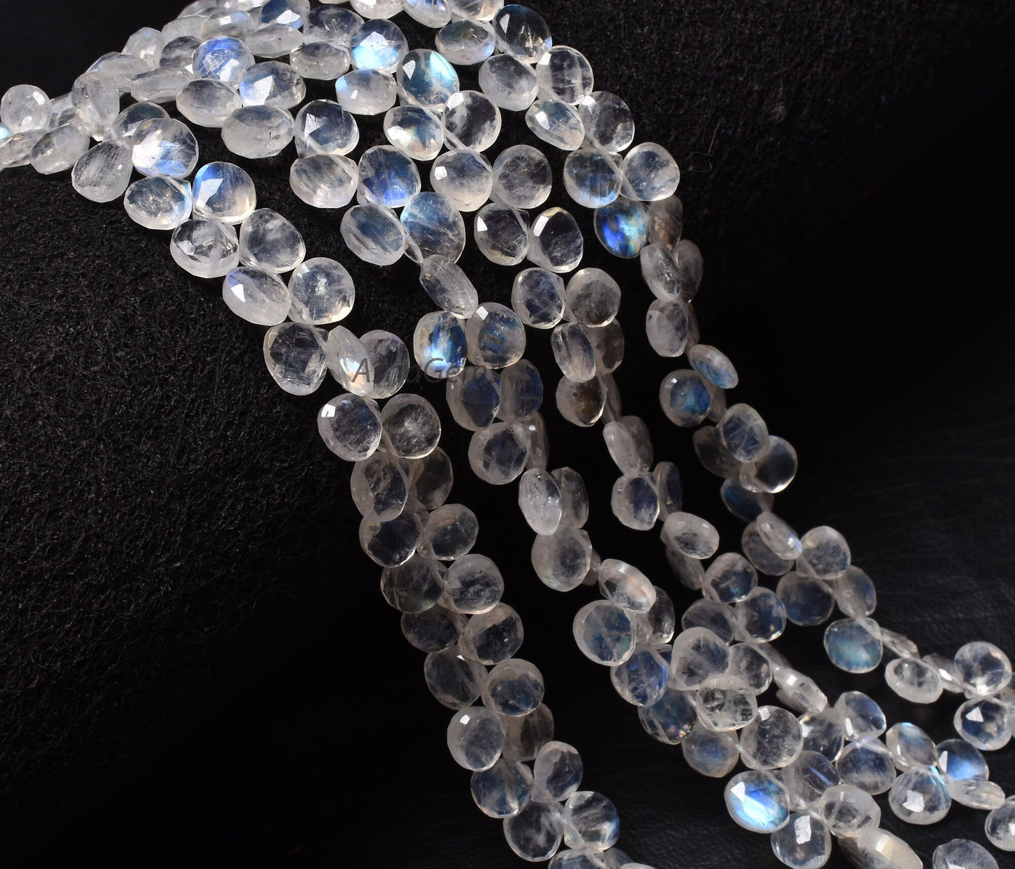 Fine AAA Blue Flash Rainbow Moonstone Heart Shape Beads,9" White Rainbow Moonstone Faceted Heart Briolette Gemstone Beads Jewelry Craft SALE