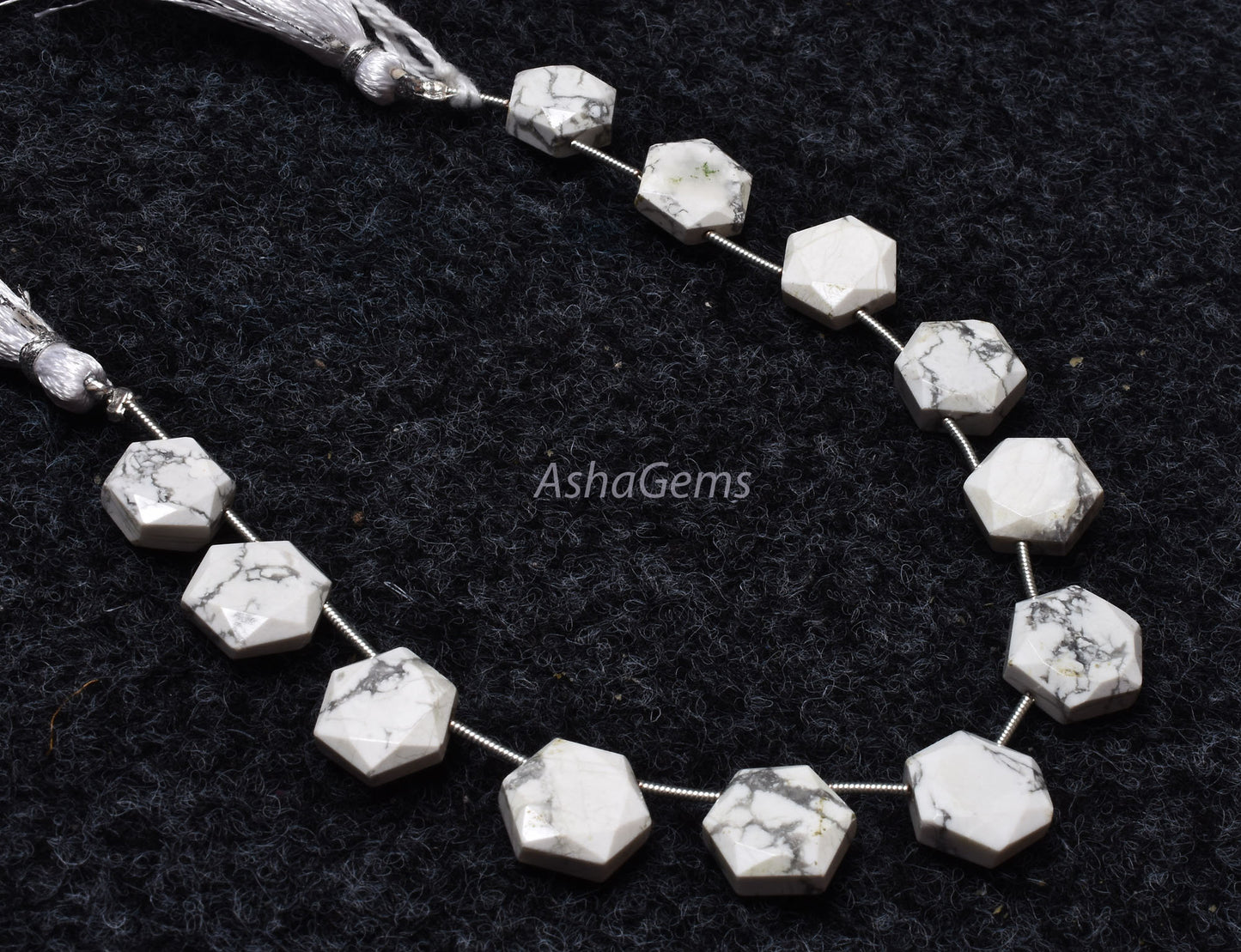 12 Piece strand Howlite Faceted Fancy Shape Gemstone beads, White Howlite Hexagon Beads, howlite 6 Corner Briolette Bead For Jewelry crafts