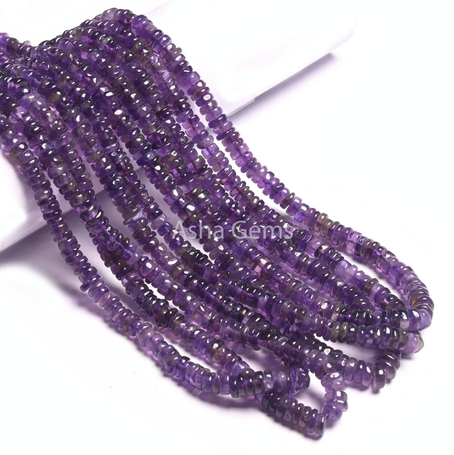 Fine Quality Purple Amethyst Heishi Tyre Smooth Gemstone Beads, Natural Amethyst Handmade Flat Wheel Shape Beads, Amethyst Bead Jewelry SALE