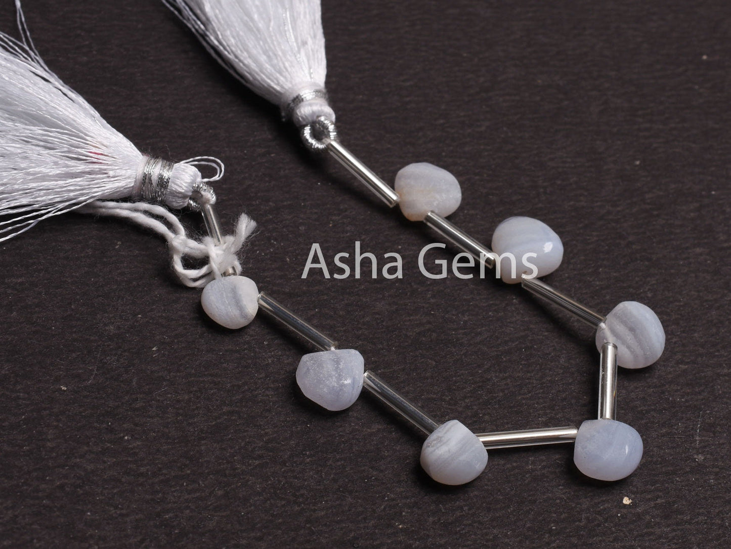 Natural Blue Lace Agate Heart Shape Gemstone Beads,8-10.5 mm Agate Un Polish Mat Finish Preform Heart Beads, Blue Lace Agate Handmade Beads
