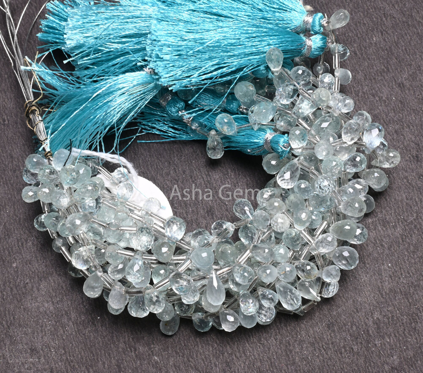 Natural Blue Aquamarine Faceted Drops Gemstone Beads, Aquamarine Teardrop Briolette Side Drill Beads, Aquamarine Beads Jewelry making Crafts