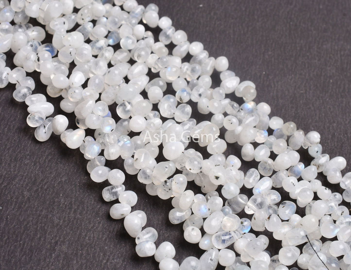 Blue Fire rainbow Moonstone Smooth Drops Shape Beads,8" White rainbow Plain Handmade Uneven Teardrop Beads Gemstone Rainbow Moonstone SALE