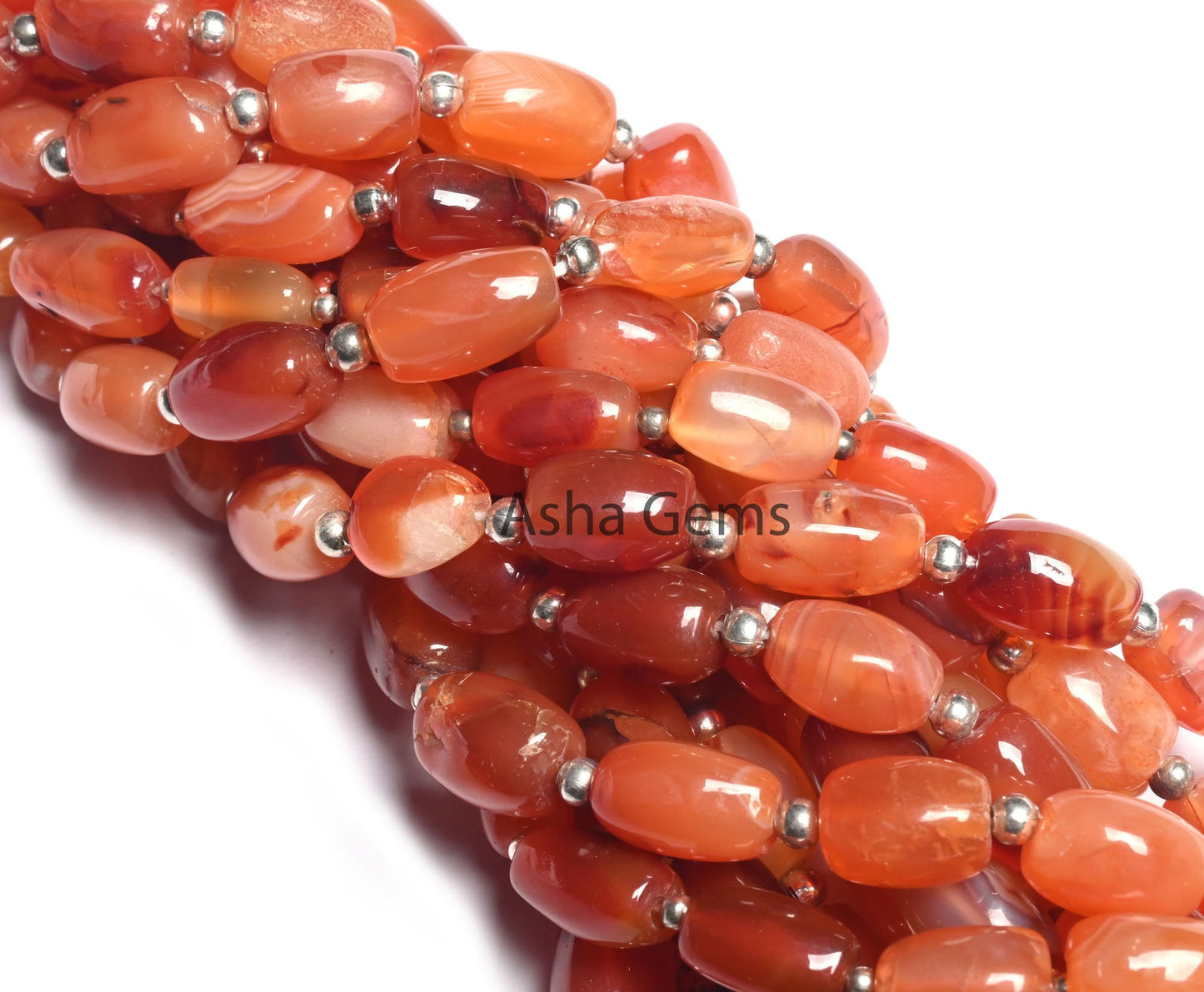 Natural Carnelian Fancy Barrell Shape smooth Gemstone Beads,8" Shaded Red Orange Carnelian Uneven Handmade Straight Drill Bead Jewelry Craft