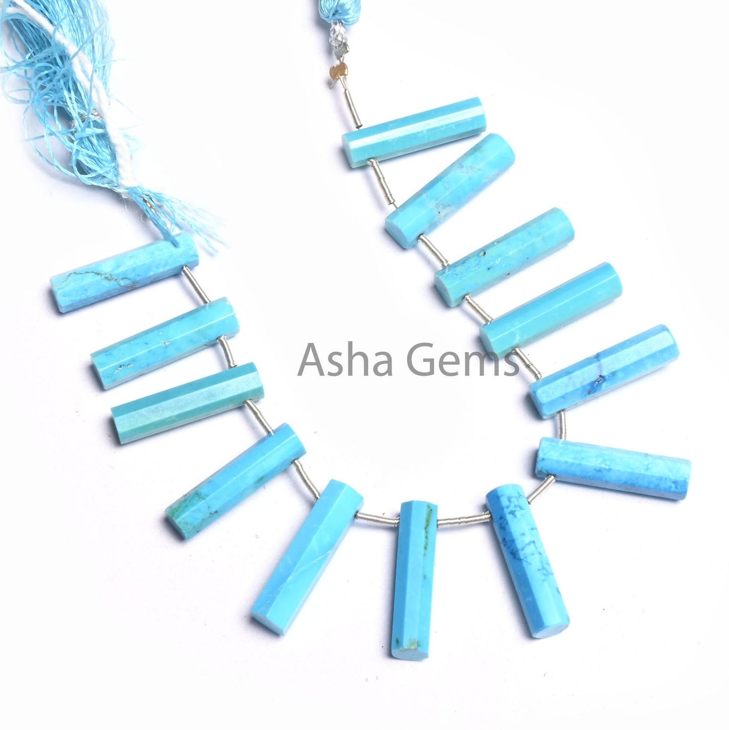AAA Quality Blue Turquoise Howlite Faceted Long Pipe Shape Beads,5-20 mm Turquoise Fancy Side Drill Pencil Tube Gemstone Loose Beads Jewelry