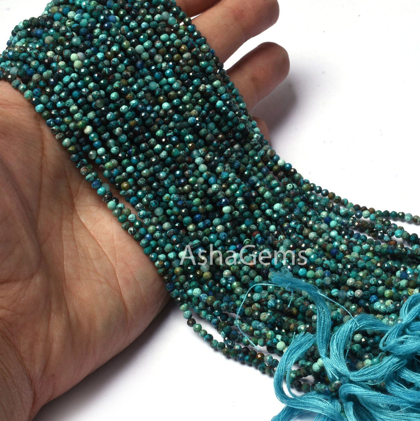 2.5 mm Beautiful Blue Chrysocolla Faceted Rondelle beads, Shaded Multi Blue Chrysocolla micro Cut Gemstone bead,13" Strand Chrysocolla Beads