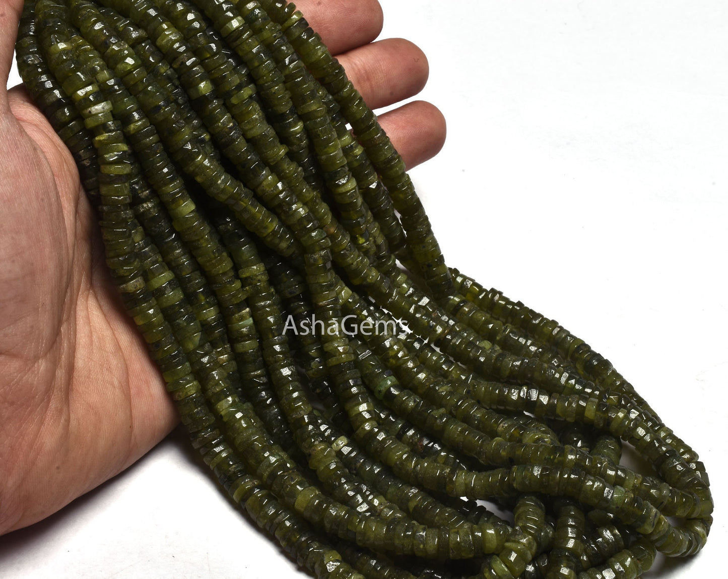 Natural Green Vessonite Smooth Heishi Tyre Gemstone beads,6mm Vessonite Plain Wheel Shape Beads Strand Bessonite Beads For Jewelry SALE