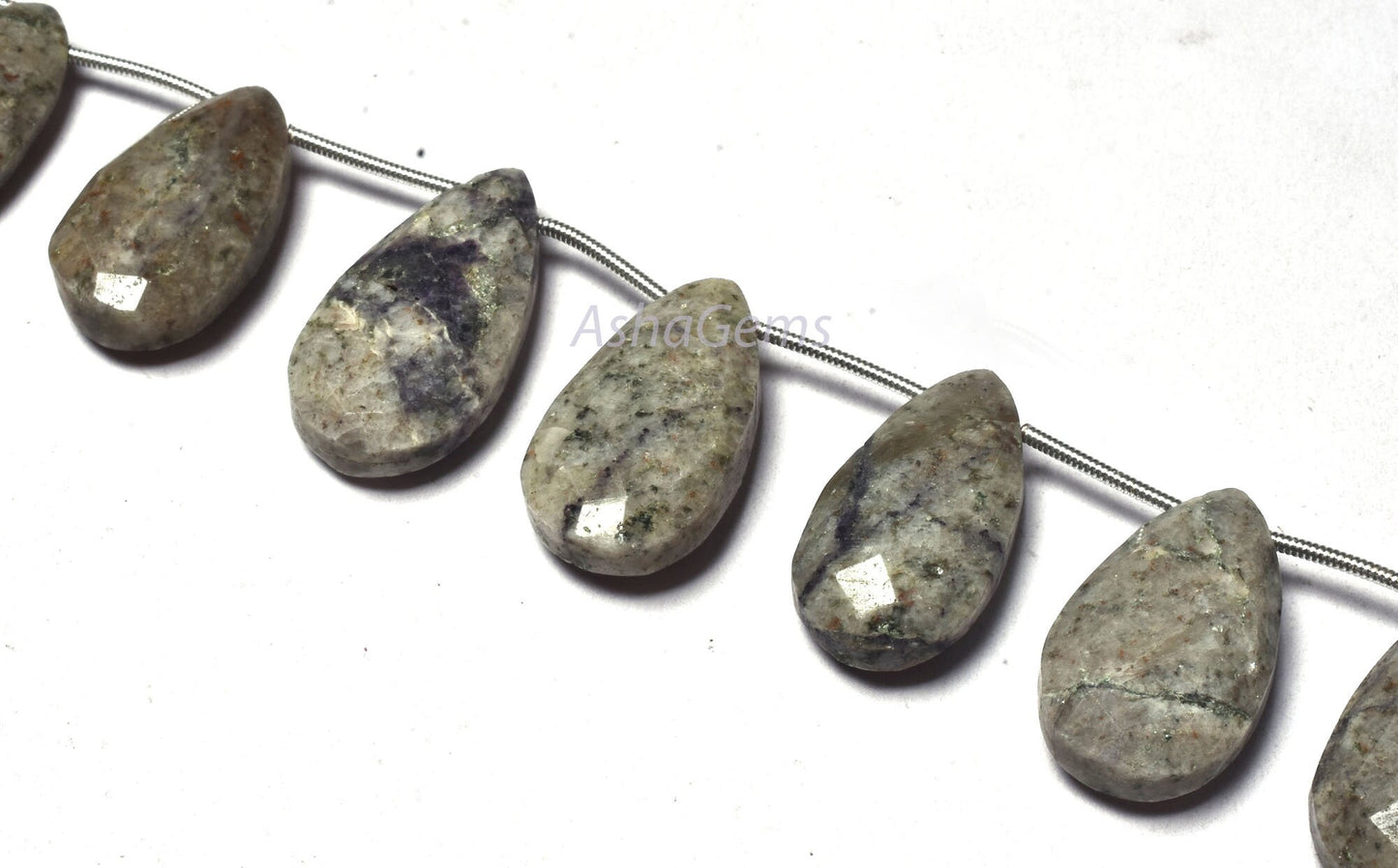 12 Piece strand Grey Jasper Teardrop Beads,12x21-14x25 mm Shaded Grey Jasper Faceted Pear Briolette gemstone beads,8' strand Jasper beads