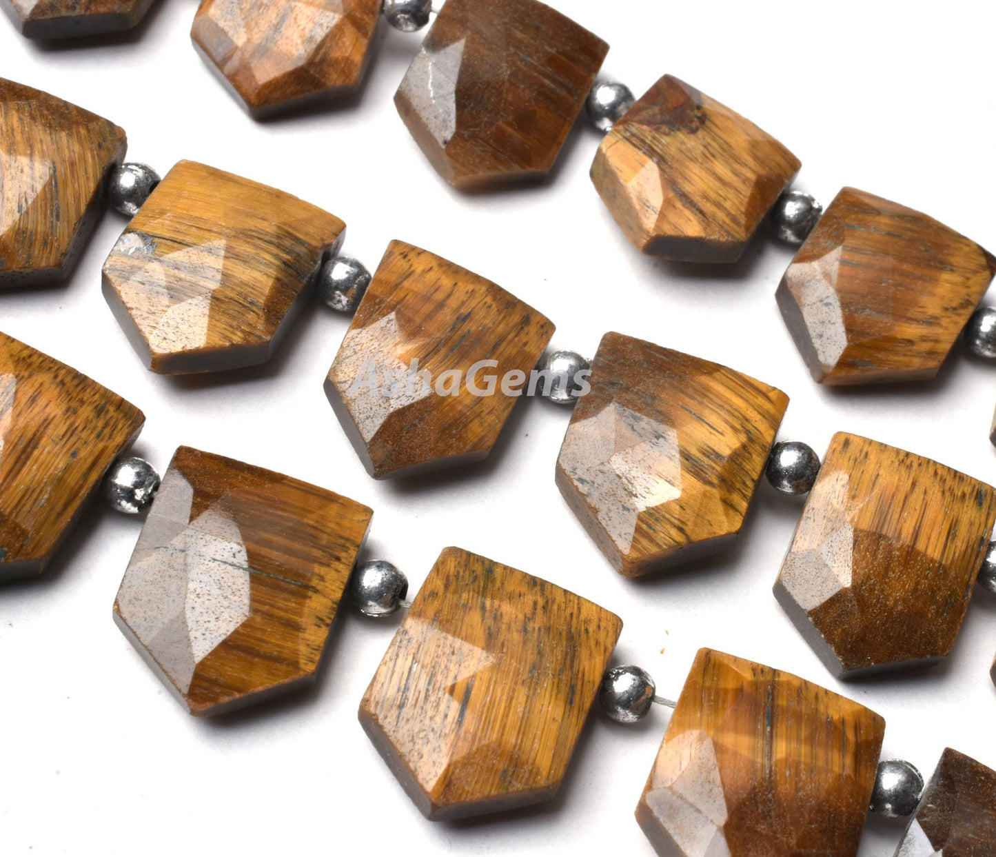 Beautiful Tiger Eye Fancy Gate Shape Gemstone Beads,8" Natural Tiger Eye faceted Briolette Side Drill Tiger Eye Beads Jewelry Crafts SALE (AG 18677 )