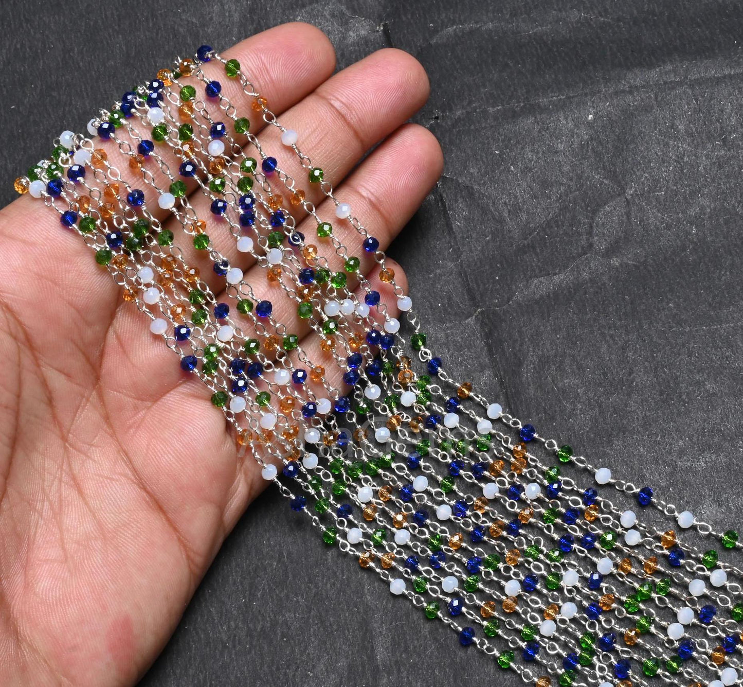 Beautiful Multi disco Hydro Faceted Rondelle Beads Rosary Chain Silver Plated Wire Wrap Bulk Roll Chain Jewelry Making Craft,3-3.5 mm SALE