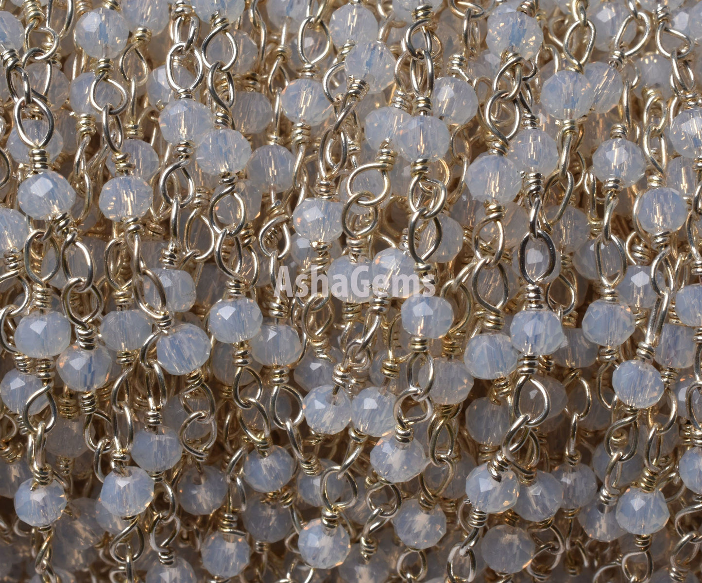 Roll Bulk Rainbow Moonstone Hydro Rondelle Faceted Rosary Chain, Beautiful Silver Plated Wire, Jewelry Making Finding, Roll Bulk Chain