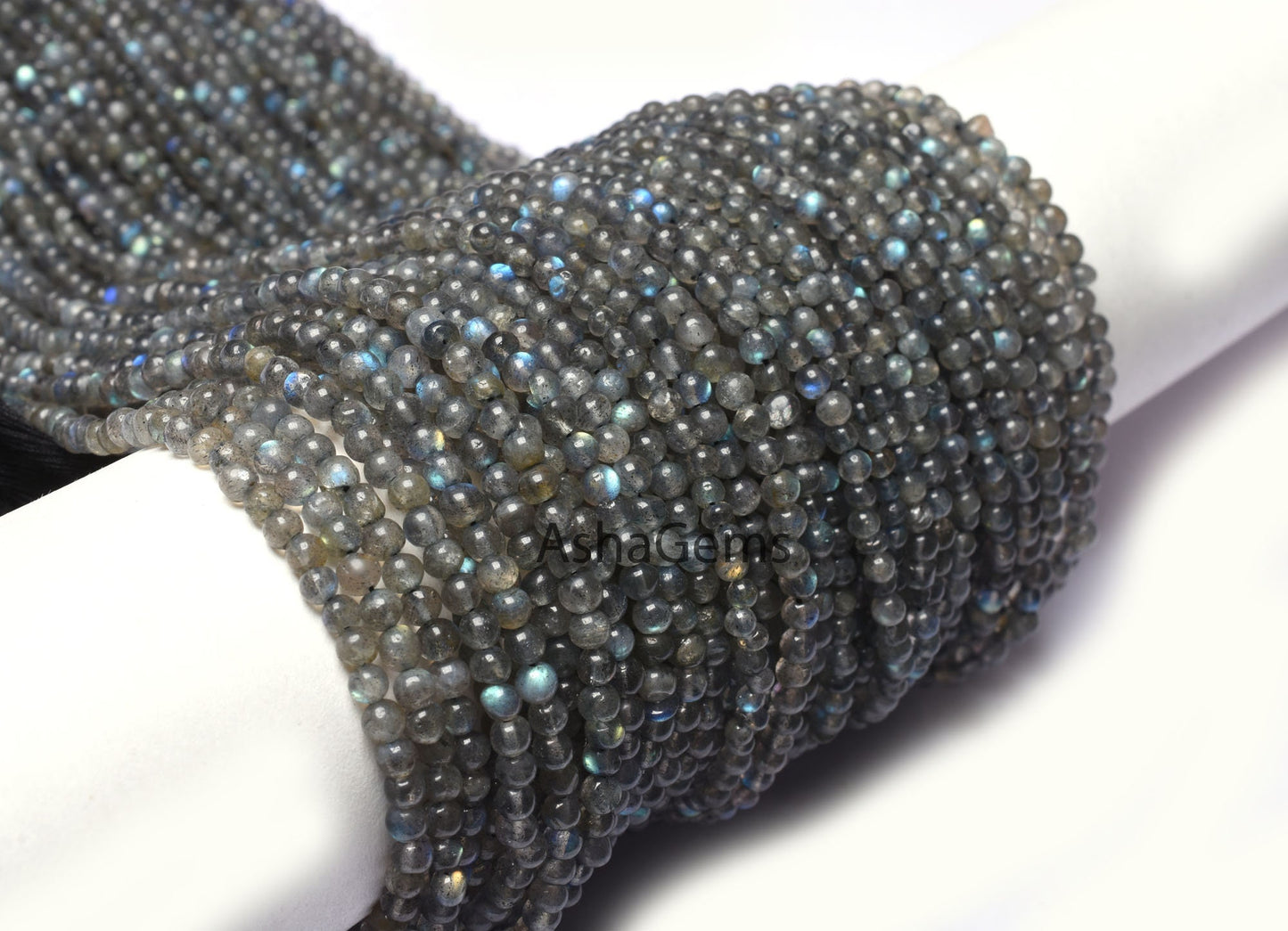 13"Strand Natural Blue Fire Labradorite Smooth Round Gemstone Beads,4 mm Black Rainbow Round Ball Beads Jewelry Craft Labradorite beads Sale