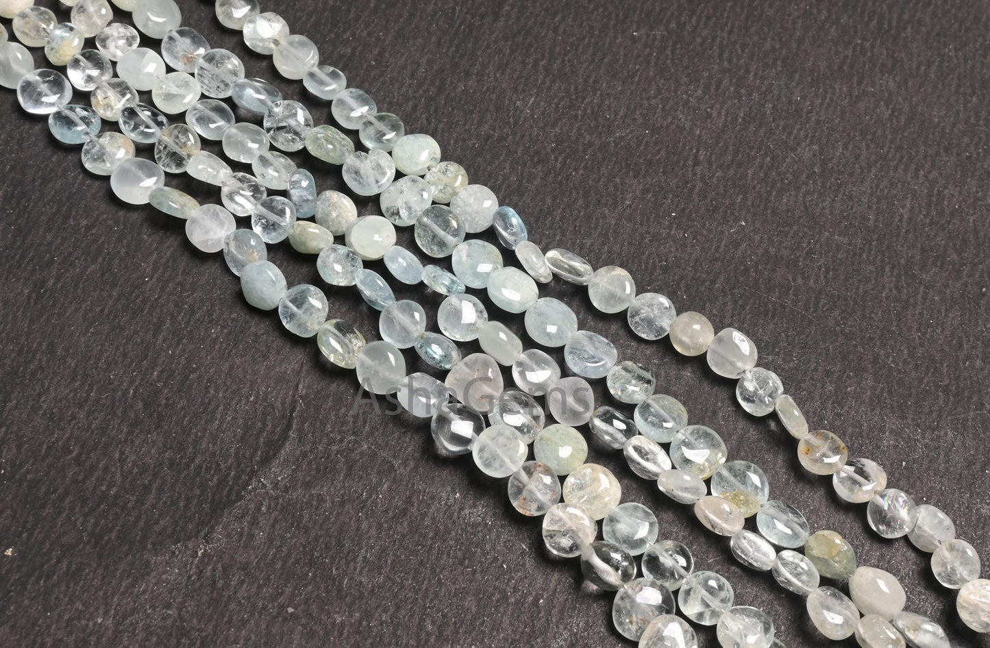 Natural Light Aqua Blue Aquamarine Coin Uneven Shape handmade Beads,8" Aquamarine Smooth Coin Gemstone loose Beads Jewelry making Craft SALE