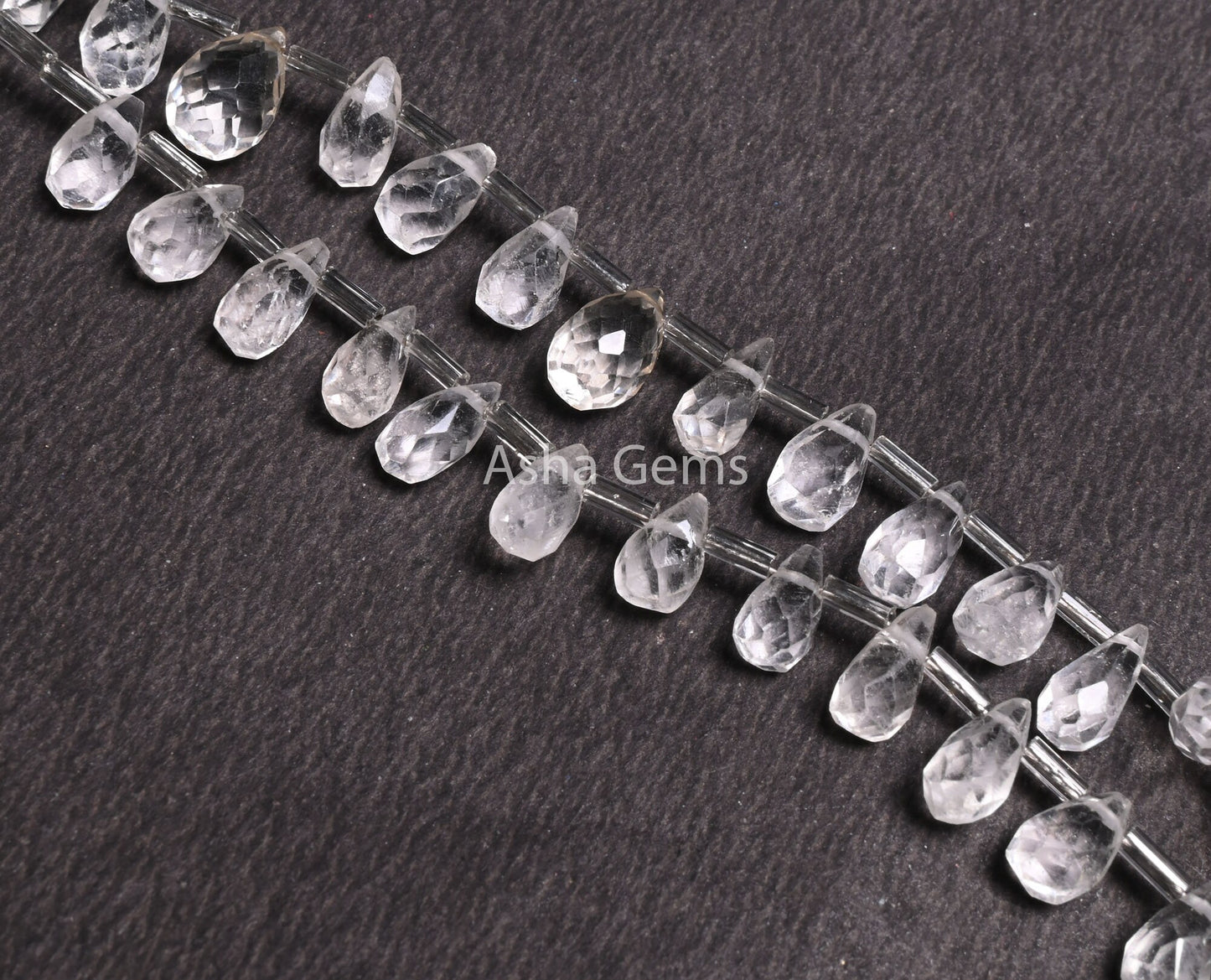 Crystal Quartz Indian Hand Cut Faceted Drop Shape Side Drill Beads, Natural White Crystal Teardrop Handmade Bead, Crystal Beads Jewelry SALE