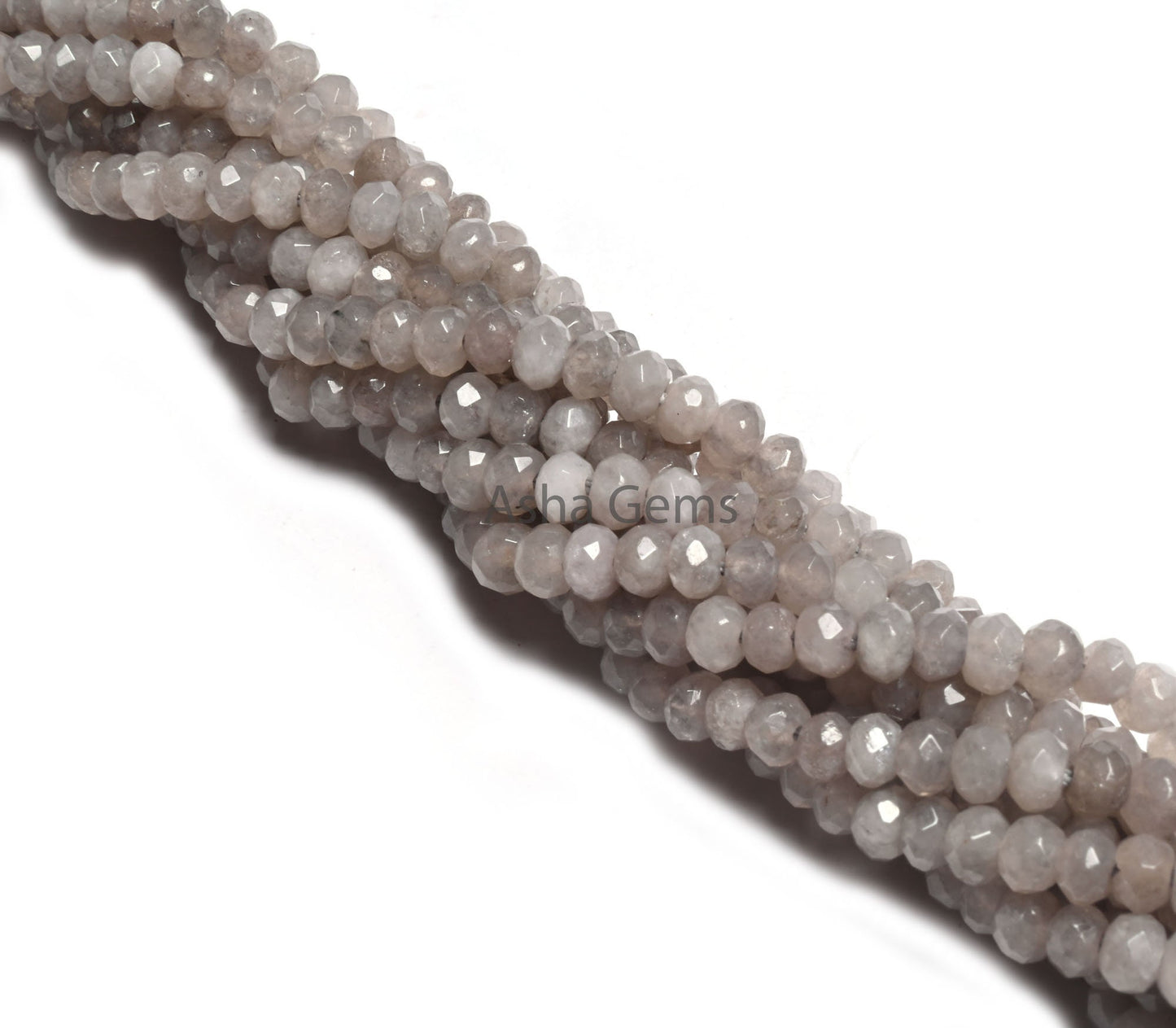 Beautiful Grey Jade Quartz Faceted Gemstone Loose Beads,13.5" Strand Grey Jade Machine Cut Rondelle Bead,4.5 mm Beautiful Jade Beads Jewelry