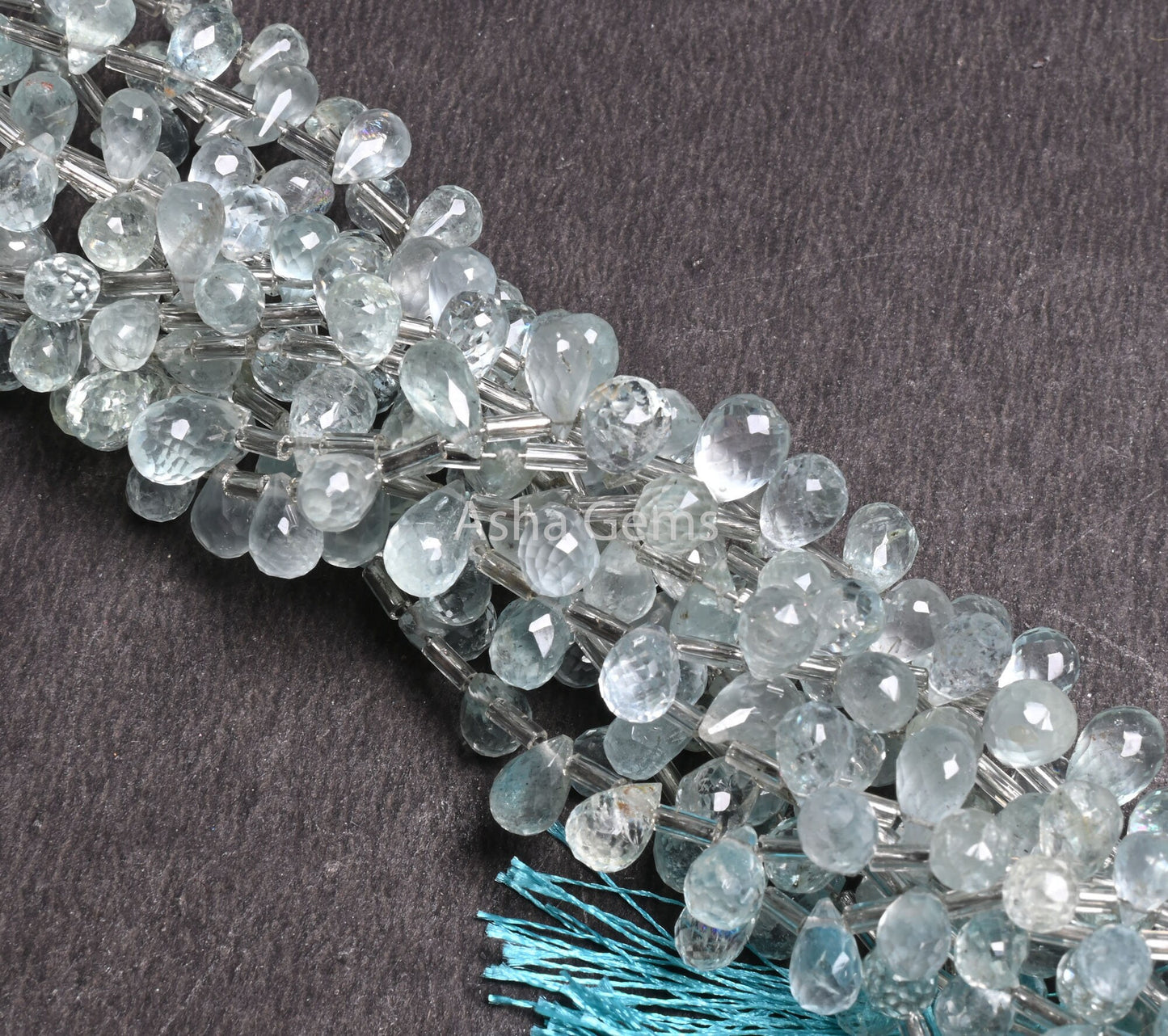 Natural Blue Aquamarine Faceted Drops Gemstone Beads, Aquamarine Teardrop Briolette Side Drill Beads, Aquamarine Beads Jewelry making Crafts