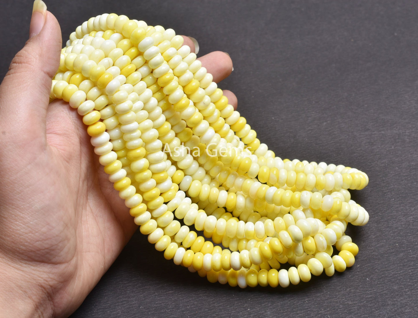 AAA Quality Yellow Opal Smooth Rondelle Shape Gemstone Beads,16"Strand Shaded Yellow Opal Beads, Opal Plain Handmade Bead Jewelry Craft SALE