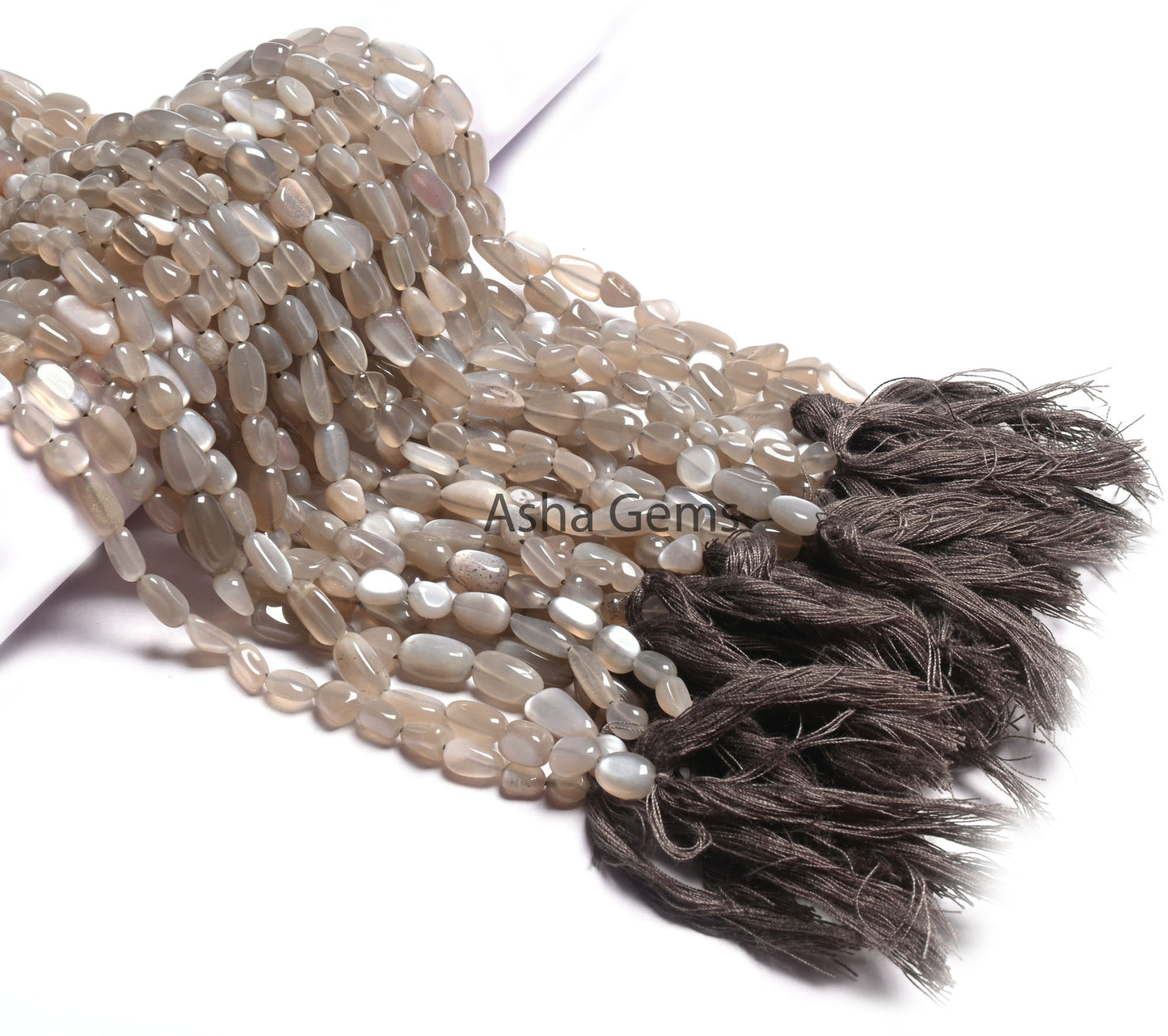 Beautiful Grey Moonstone Nugget smooth Gemstone Loose Beads, Light Grey Moonstone Handmade Tumble Beads Fine Moonstone Jewelry making Crafts (AG 22292)
