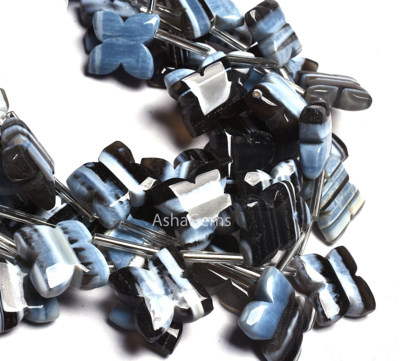 Amazing Blue Boulder Opal carving Flower Shape Gemstone Beads,7.5" Strand Boulder Opal Carve Fancy Beads, Blue Opal Handmade Carved Beads