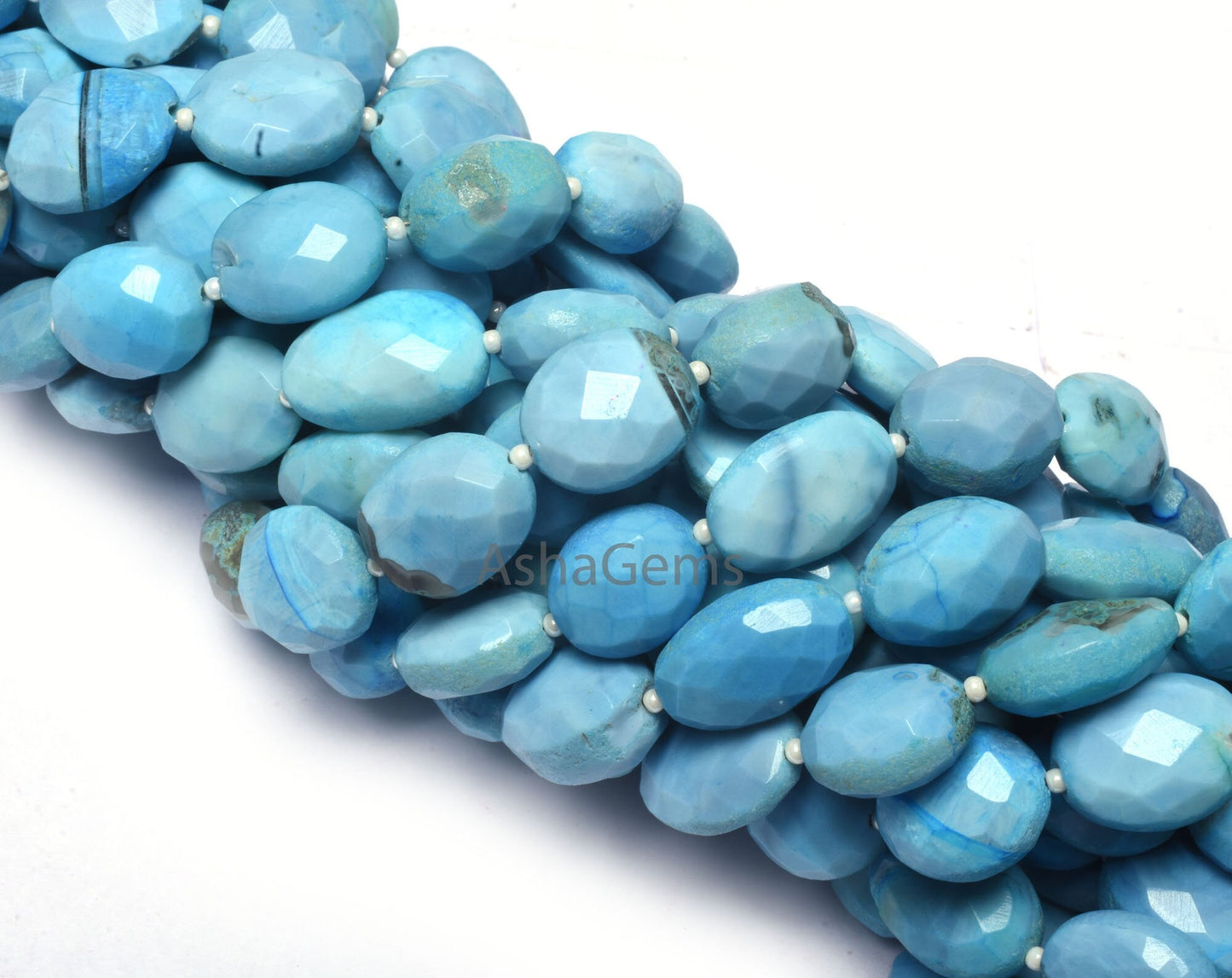 Beautiful Blue Opal Faceted Oval Shape Beads, Turquoise Blue Opal Gemstone Beads Opal Handmade Indian Cut Bead For Jewelry Making Craft SALE