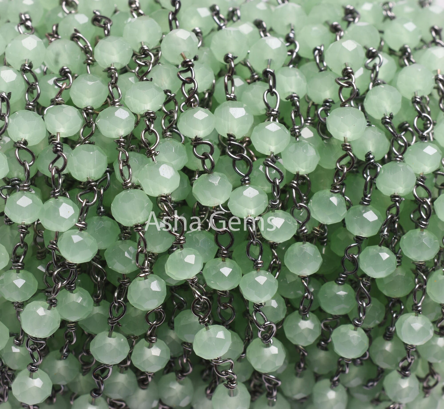 4mm AAA Green Quartz Hydro Faceted Rondelle Beads Rosary Chain Black Plated Wire Wrap Handmade Beaded Gunmetal Chain Jewelry Necklace Crafts