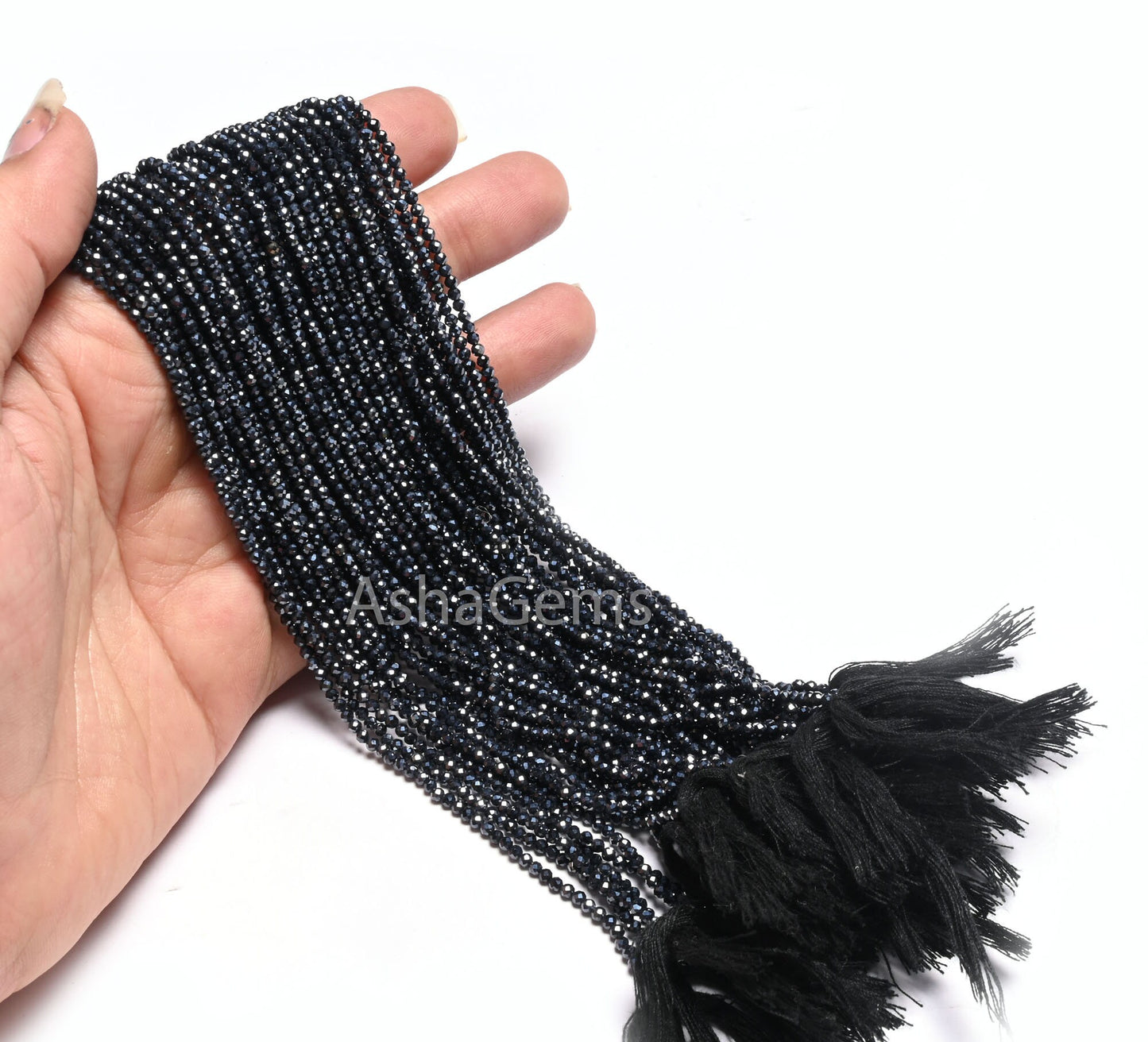 2.2 mm Black Spinel Silver Coated Micro Cut Rondelle Gemstone Tiny Beads,13"Coated Spinel Faceted Machine Cut Spinal Bead Jewelry Craft SALE