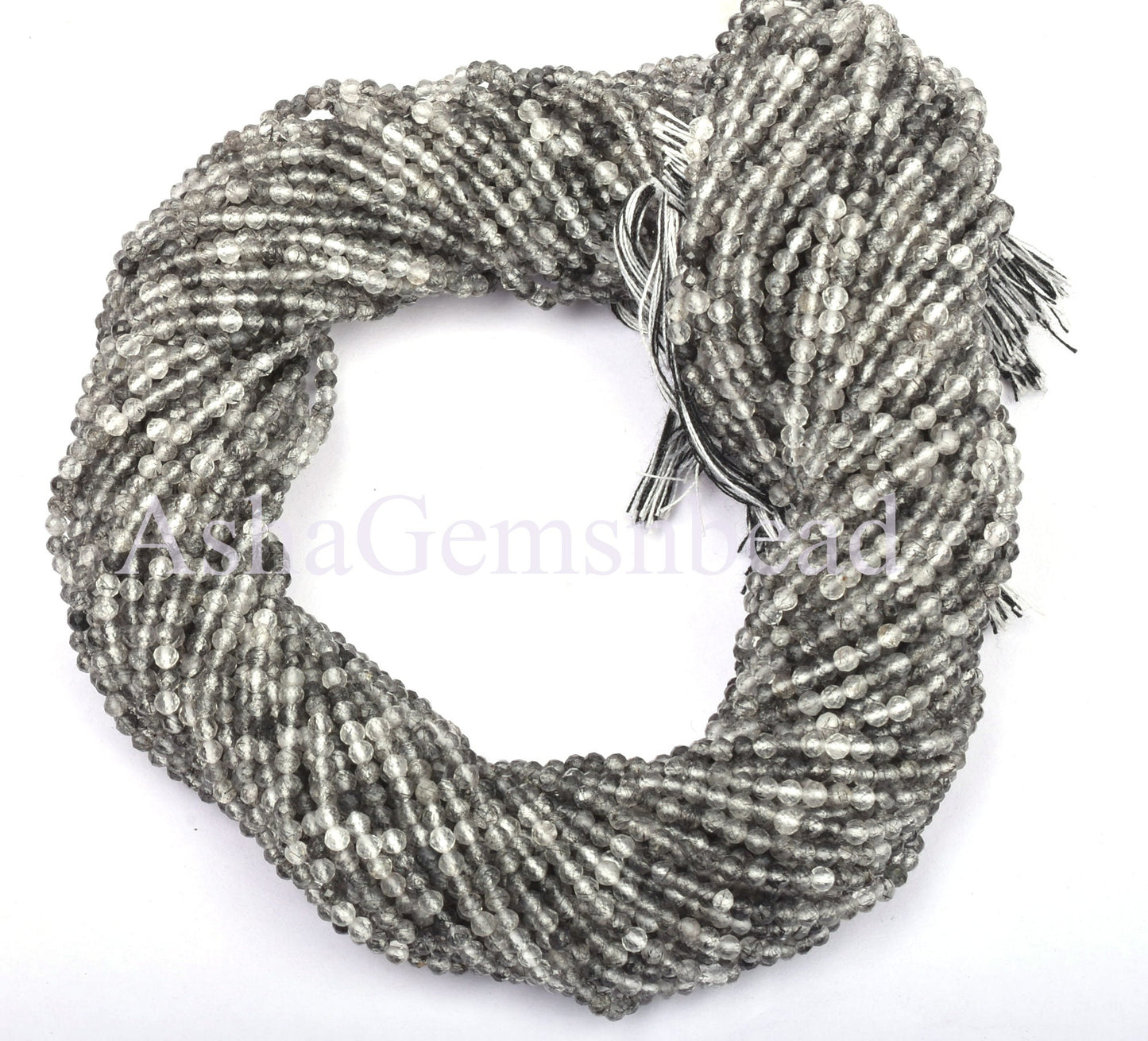 AAA Quality Black Rutile Faceted Micro Cut Beads,2.5mm Natural Rutilite Machine Cut Rondelle Gemstone Beads,13" Rutile Bead Necklace Jewelry