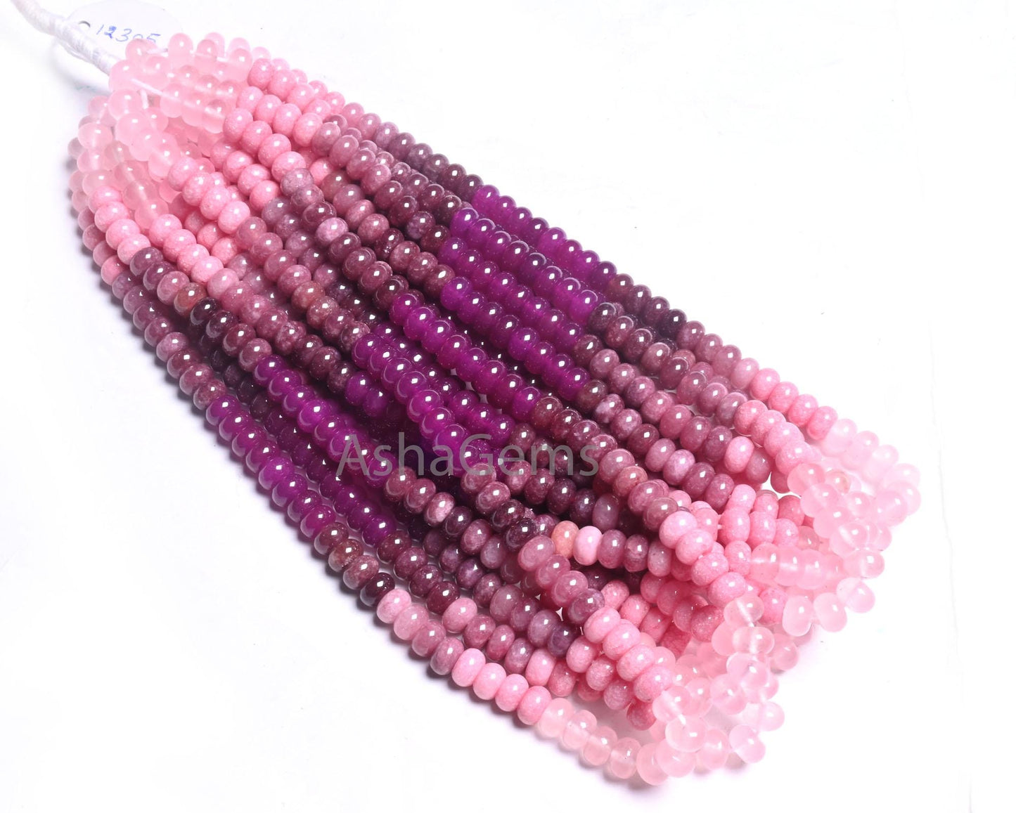 8 mm Multi Pink Jade Quartz Smooth Rondelle Gemstone Loose Beads,16" Shaded Bubblegum Pink Quartz Polish Beads Jewelry Necklace Crafts SALE