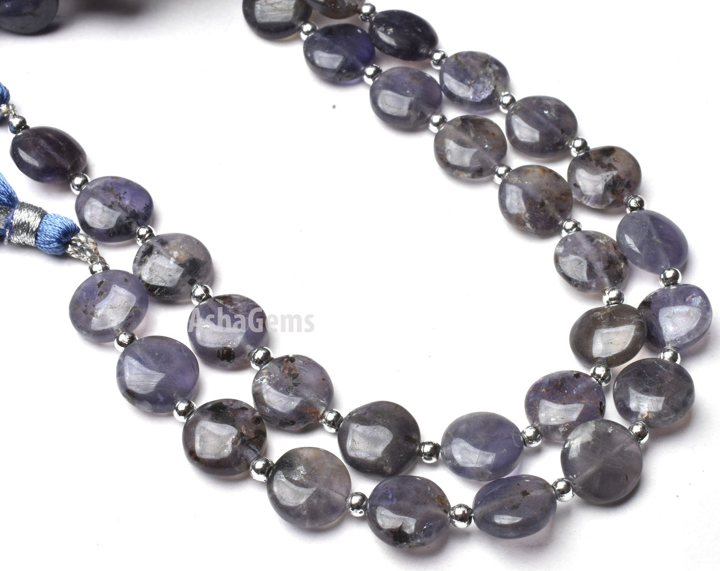 11mm Natural Iolite Gemstone Beads, Blue Iolite Smooth Coin Shape Gemstone Beads, Blue Iolite Plain Handmade Beads, For Jewelry Craft Sale