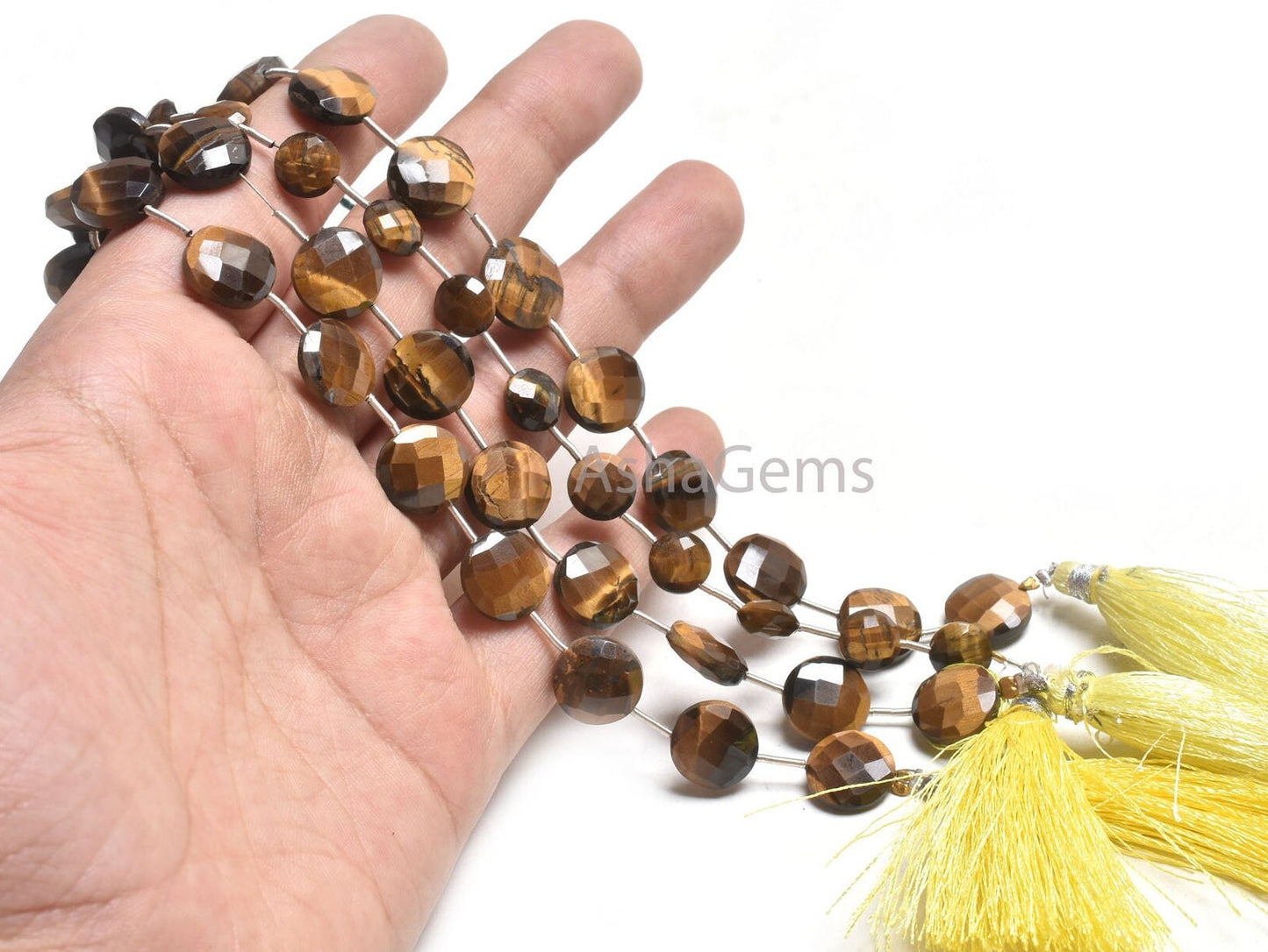 AAA Quality Tiger Eye Coin Shape Faceted Beads,8, 11 mm Natural Tiger Eye Fancy Straight Drill Coin Gemstone Beads Jewelry making Craft SALE